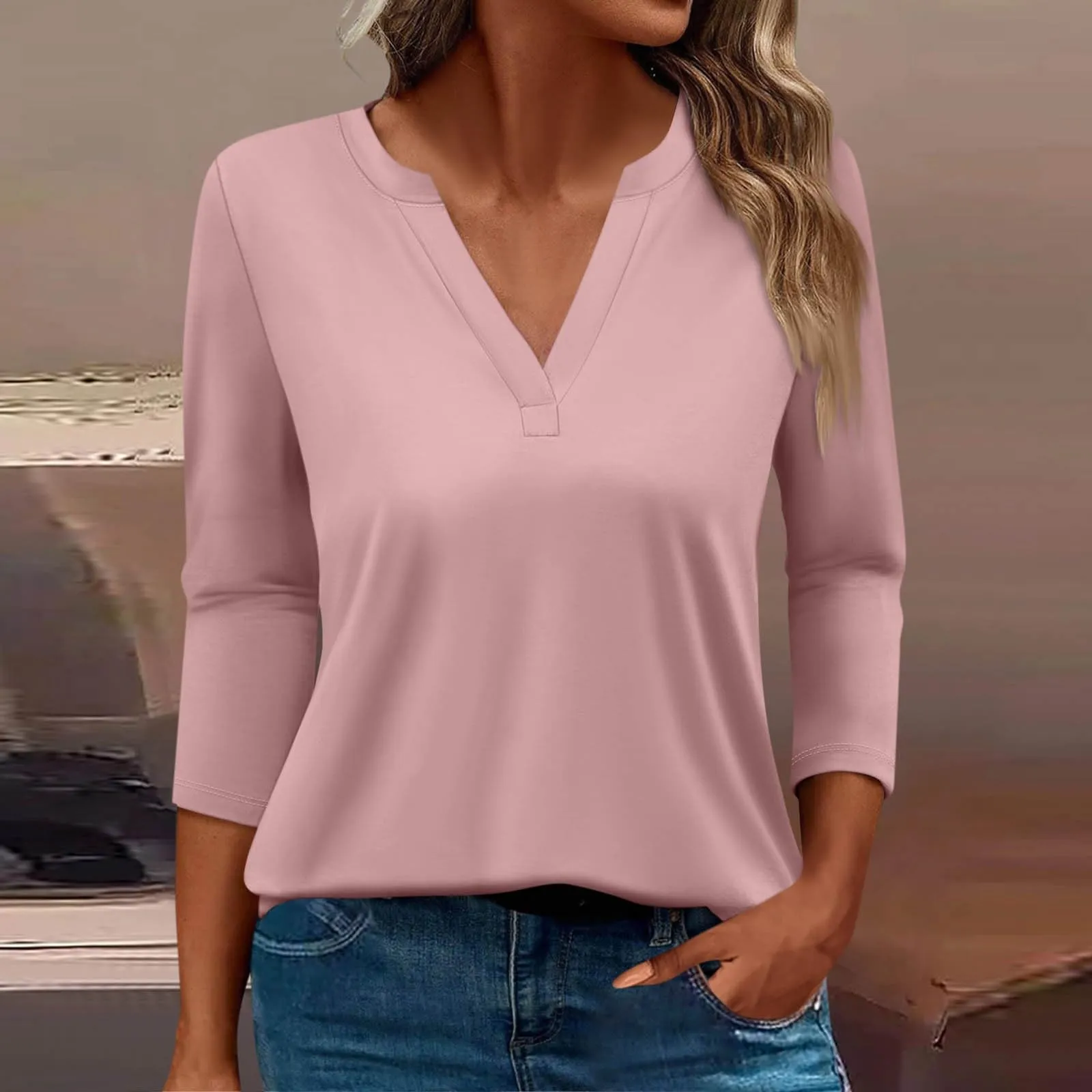 SCBFDI Today 2024, Blusa Donna Maglia Maniche 3/4 Donna Camicetta Donna Elegante Maglie Donna Estive Top Arancione Donna Camicetta Rossa Donna Elegante Camice Nere Camicetta Donna - immagine 2