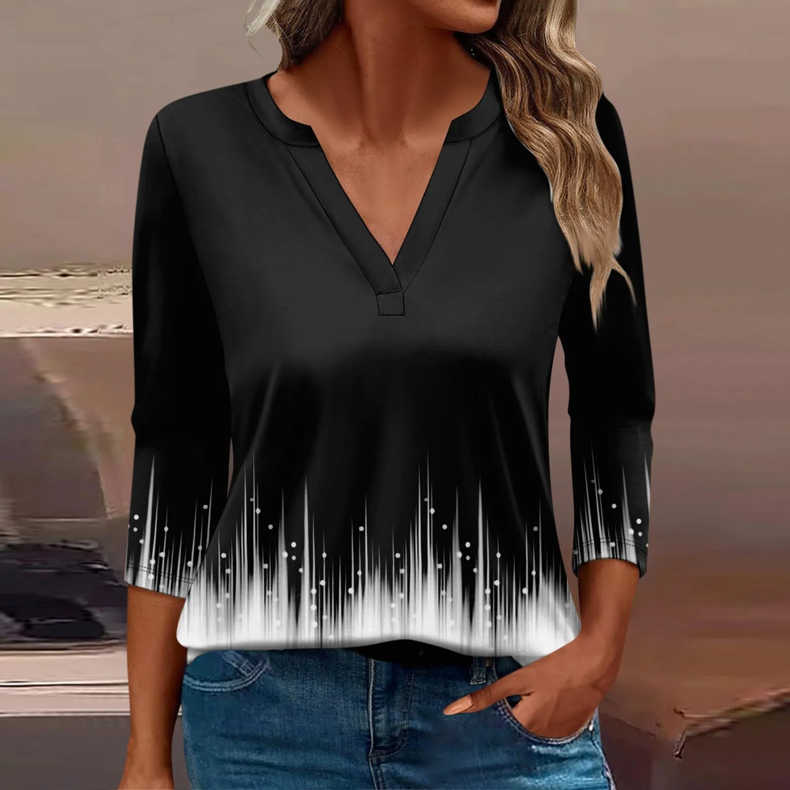 SCBFDI Today 2024, Top Donna Eleganti Fitness Donna Abbigliamento 3/4 Donna Maglietta a Maniche Lunghe Top T-Shirt Manica 3/4 Donna Marella Abbigliamento Donna Maglietta Pallavolo - immagine 2