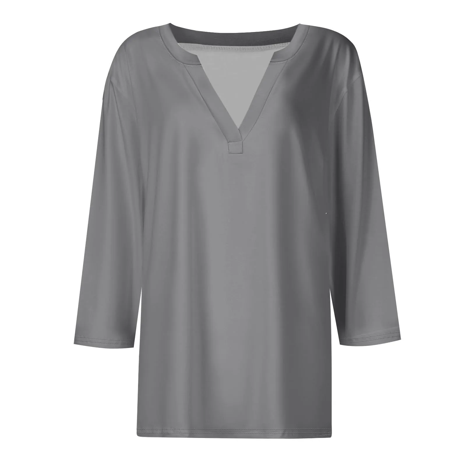 SCBFDI Today 2024, Camicia Casual a Tunica con Scollo a V Camicetta Donna Manica 3/4 Camicetta Donna Camicie Donna Estive Maglietta Aderente Donna Maglie Maniche Lunghe Donna Taglie - immagine 3