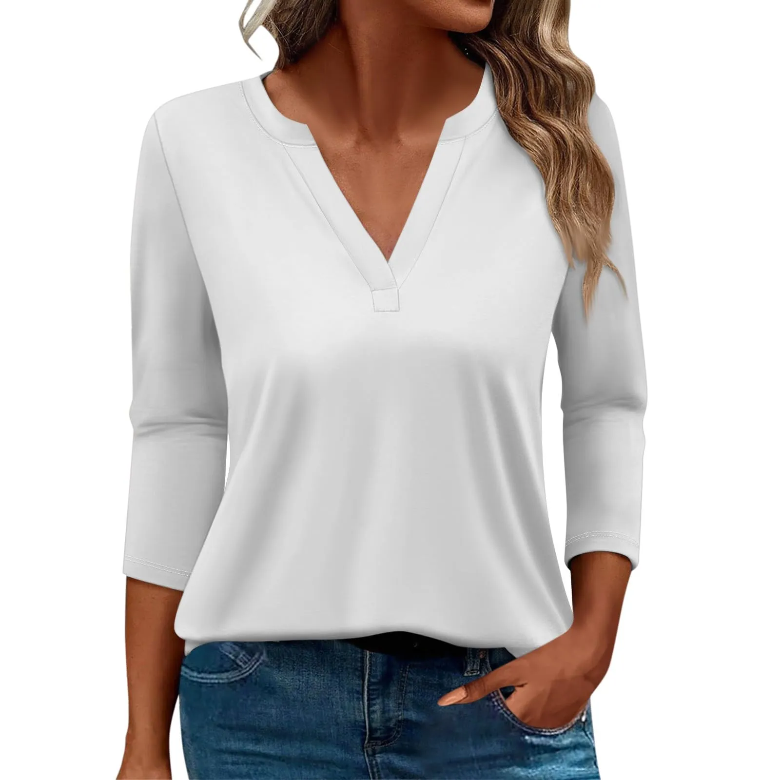 SCBFDI Today 2024, Maglietta Donna Manica 3/4 Camicia Manica 3/4 Donna Camicia Fiocco Magliette Donna C a Tunica Donna Lunga Camice Donna Eleganti Invernali Camicia Elasticizzata - immagine 6