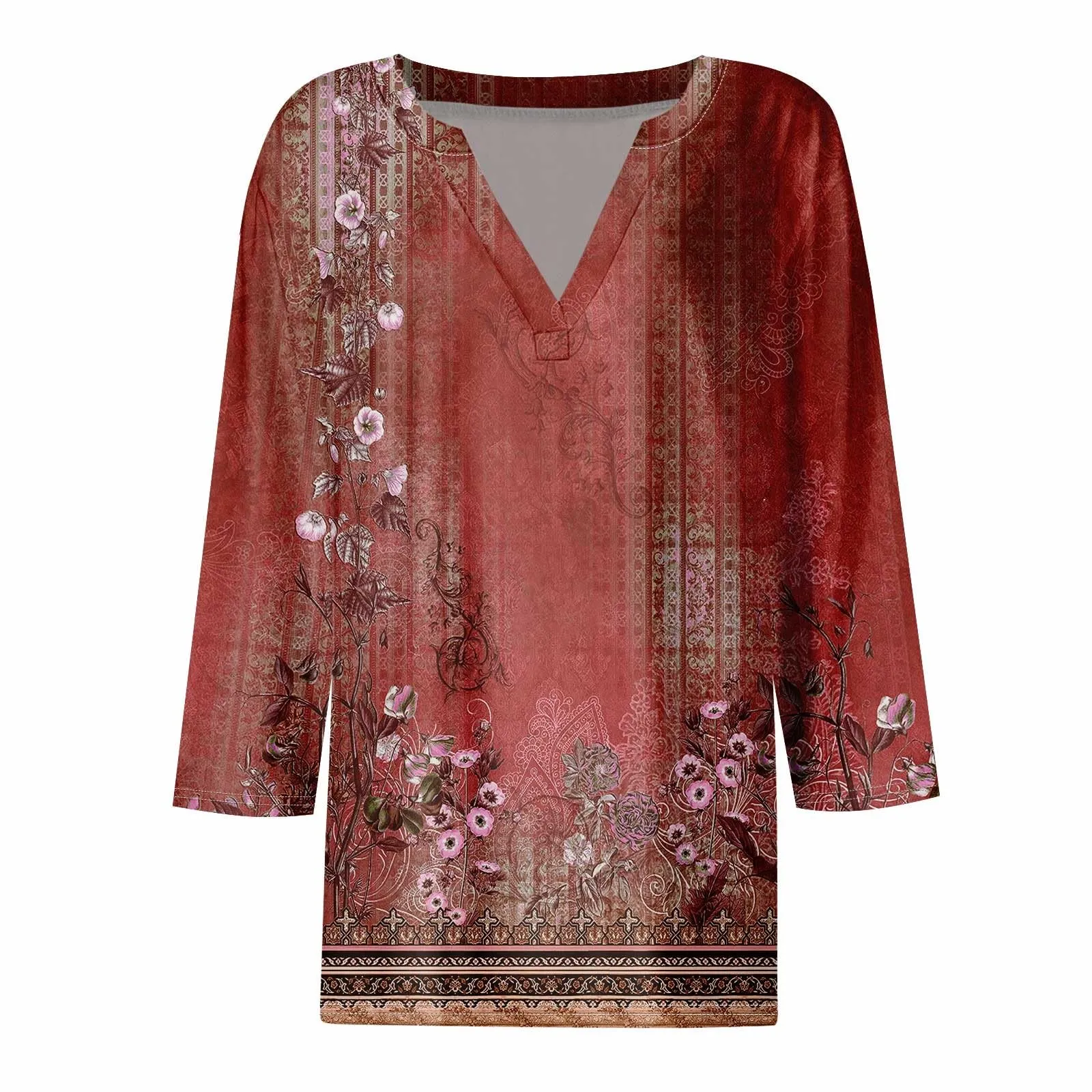 SCBFDI Today 2024, Top Elegante per Cerimonia Maglia Maniche 3/4 Donna Magliette Donna Manica Lunga Magliette Donna Manica Lunga Blusa Donna Camicia Lino Donna Donna Taglie Forti - immagine 3