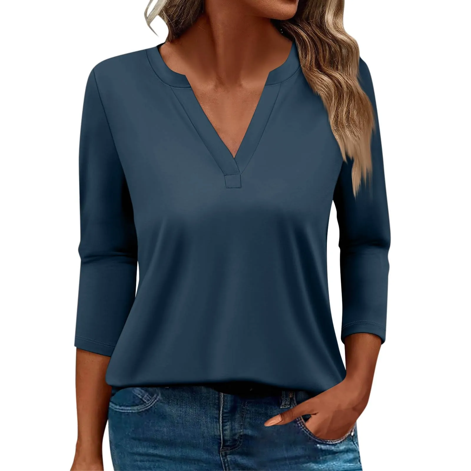 SCBFDI Today 2024, Camicia Azzurra Donna Camicetta Donna Sexy 3/4 Camicia Estiva da Donna Blusa Elegante Donna Maglioncino Donna Elegante Rosso Shirt Rosso Magliette Bianche Donna - immagine 1