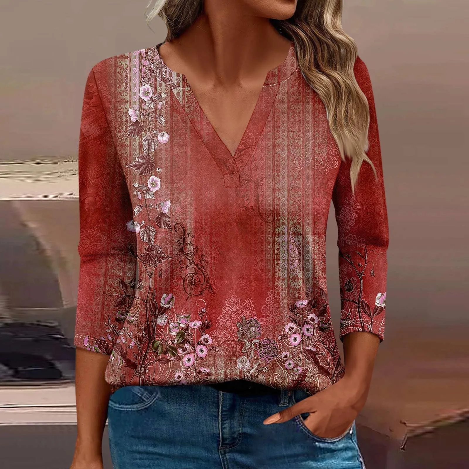 SCBFDI Today 2024, Camicia da Donna Camicia Donna Manica 3/4 T-Shirt Donna Cotone Manica 3/4 Top+Donna+Eleganti Maglia Manica 3/4 Donna Bianca Camici Donna Maglietta Padel T-Shirt - immagine 2