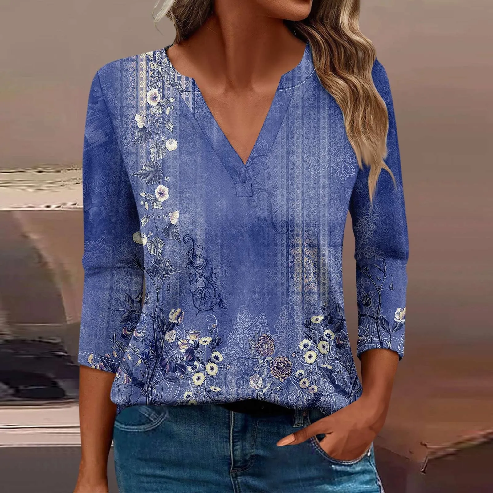SCBFDI Today 2024, T-Shirt Manica 3/4 Donna Maglia con Maniche a 3/4 da Donna Camice Estetista Magliette Cotone Maniche Lunghe Donna Maglietta Lunga Donna Top Verde Scuro Maglie - immagine 2