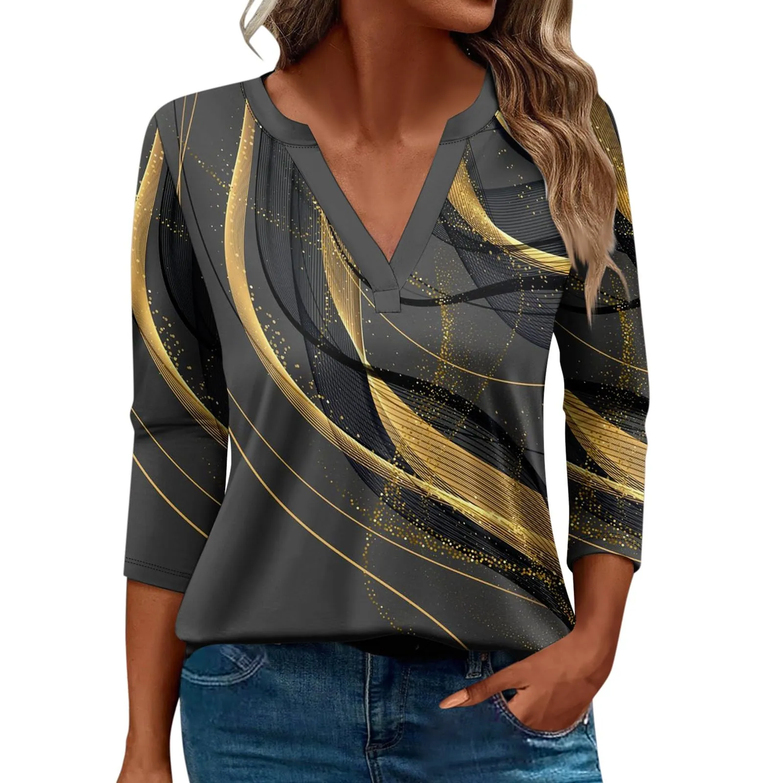 SCBFDI Today 2024, Camicia Donna Cotone Camicetta Donna Manica 3/4 Maglie Estive Eleganti Donna Maglie Donna Manica Lunga Bluse Eleganti Taglie Forti Donna Maglie Donna Autunno - immagine 6