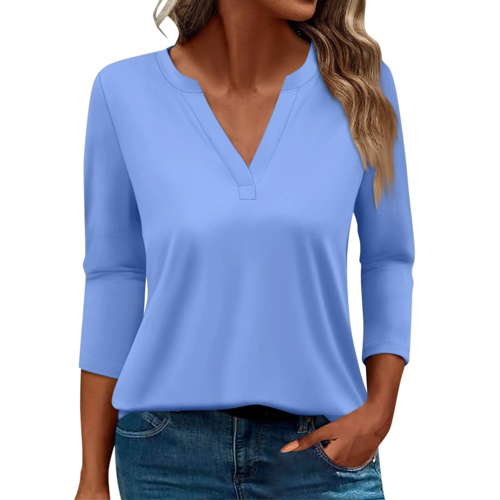 SCBFDI Today 2024, Camicia Donna Elegante Maglia Manica 3/4 Donna T-Shirt da Donna Manica 3/4 Maglietta Nera Donna Elegante Camicia Viola Donna Elegante Magliette Donna Cotone Felpato - immagine 6