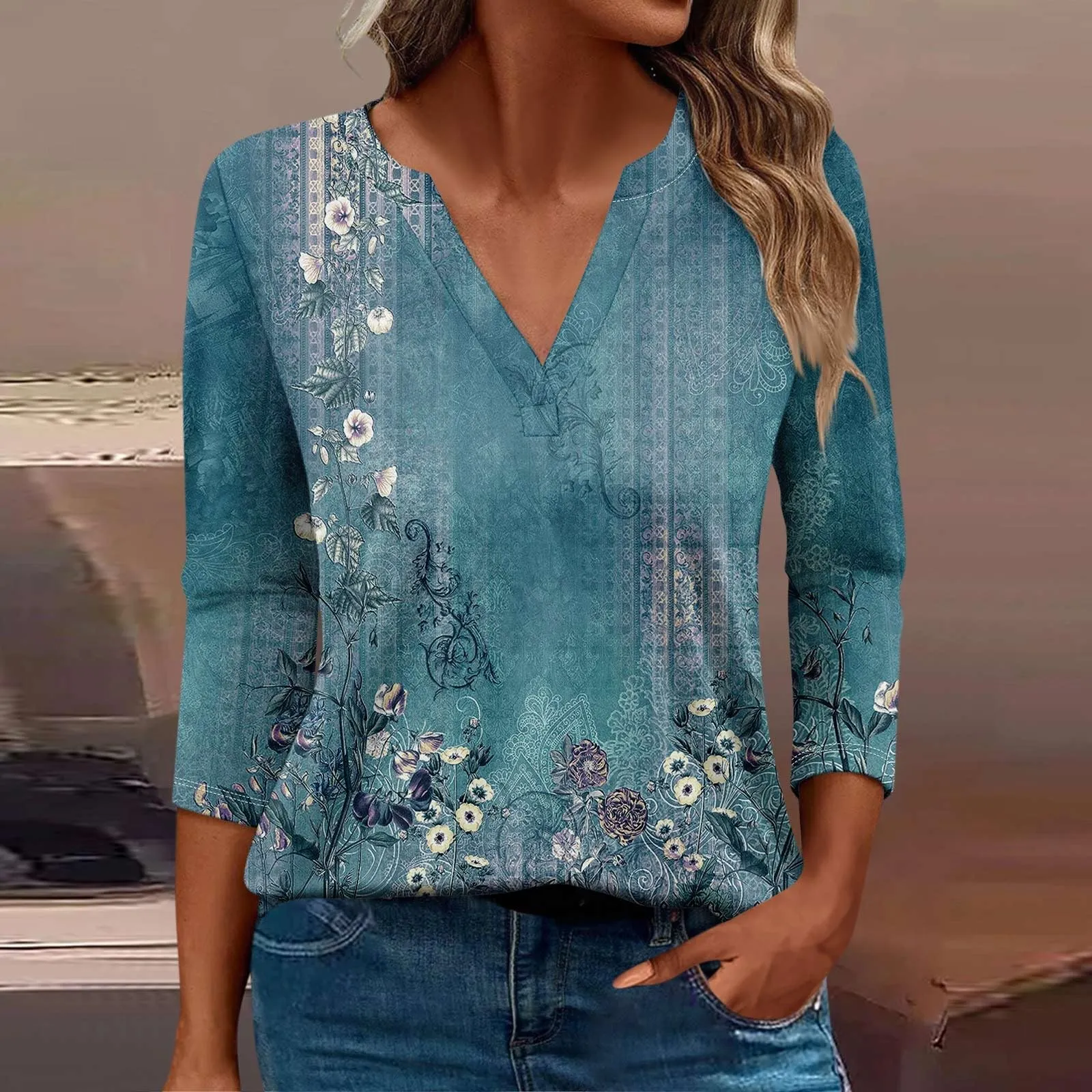 SCBFDI Today 2024, Tshirt Donna Maglietta Donna Manica 3/4 a Righe Maglietta Cotone Donna Donna per Camicia Blusa Bianca Donna Manica Lunga Camicetta Donna Bianca E Nera Camicia - immagine 2