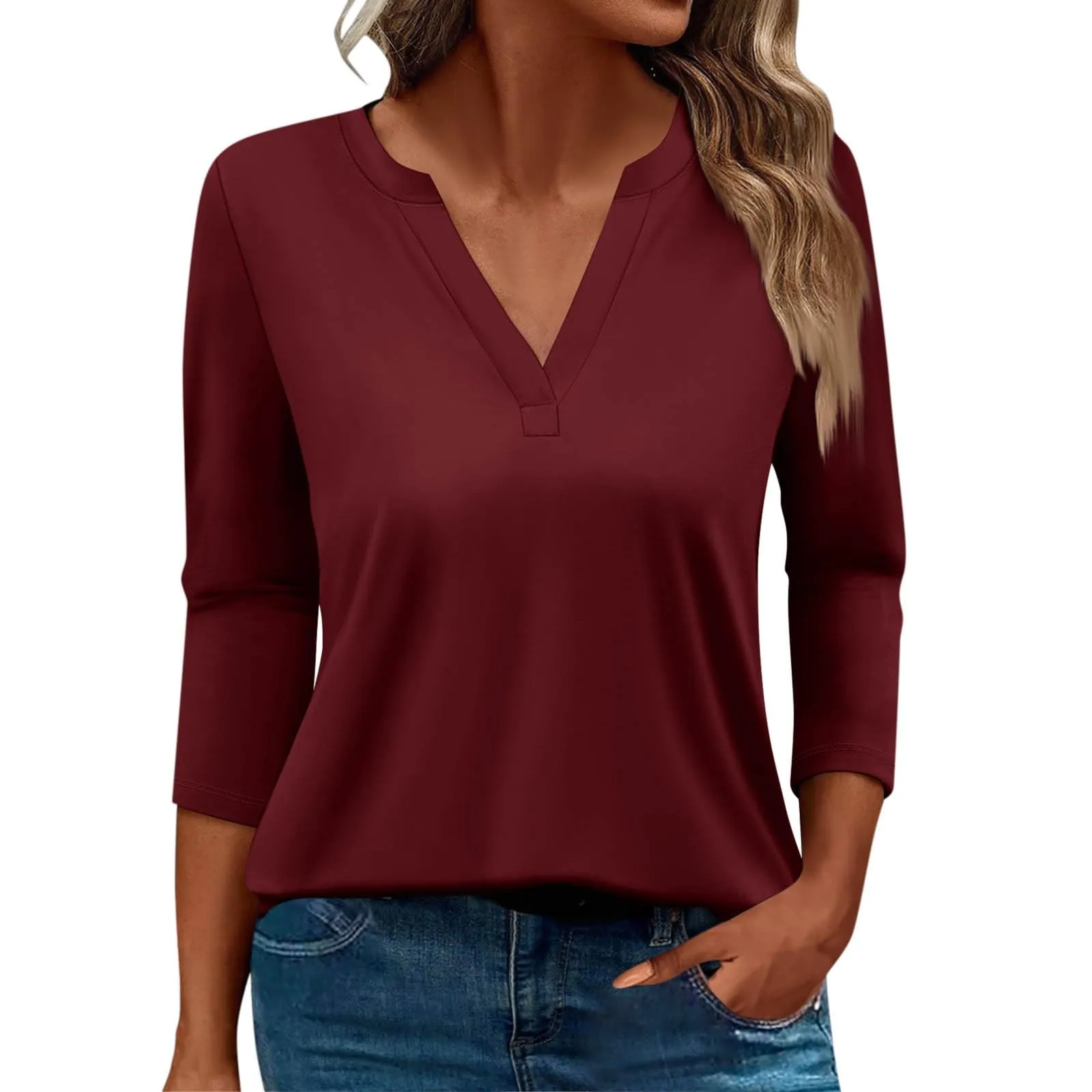 SCBFDI Today 2024, Blusa Donna Elegante T Shirt Donna Manica 3/4 Camicia a Maniche Lunghe da Donna Camicia+Seta+Donna Maglietta Donna Lunga Via condotti Abbigliamento Donna Camicetta - immagine 1