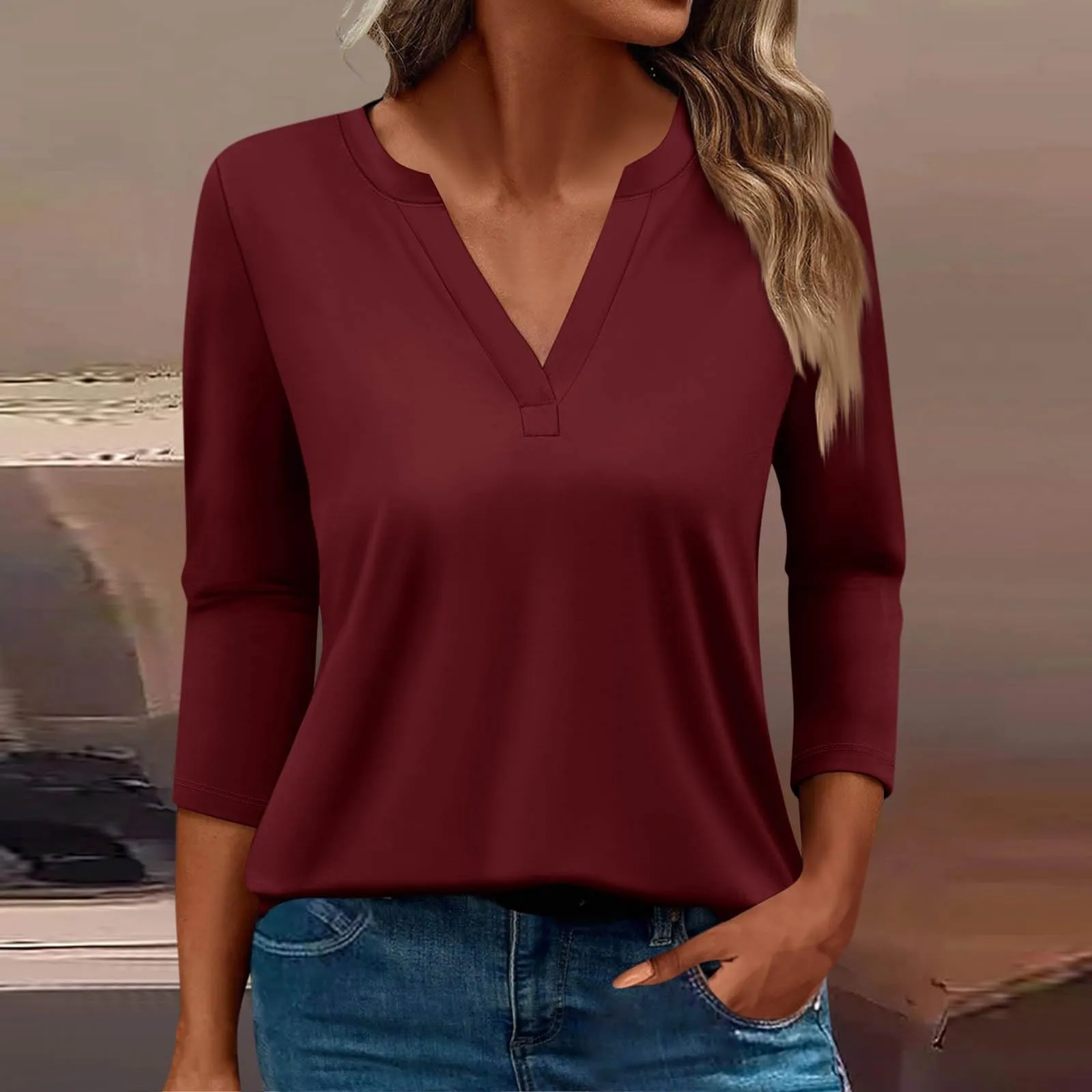 SCBFDI Today 2024, Blusa Donna Elegante T Shirt Donna Manica 3/4 Camicia a Maniche Lunghe da Donna Camicia+Seta+Donna Maglietta Donna Lunga Via condotti Abbigliamento Donna Camicetta - immagine 2