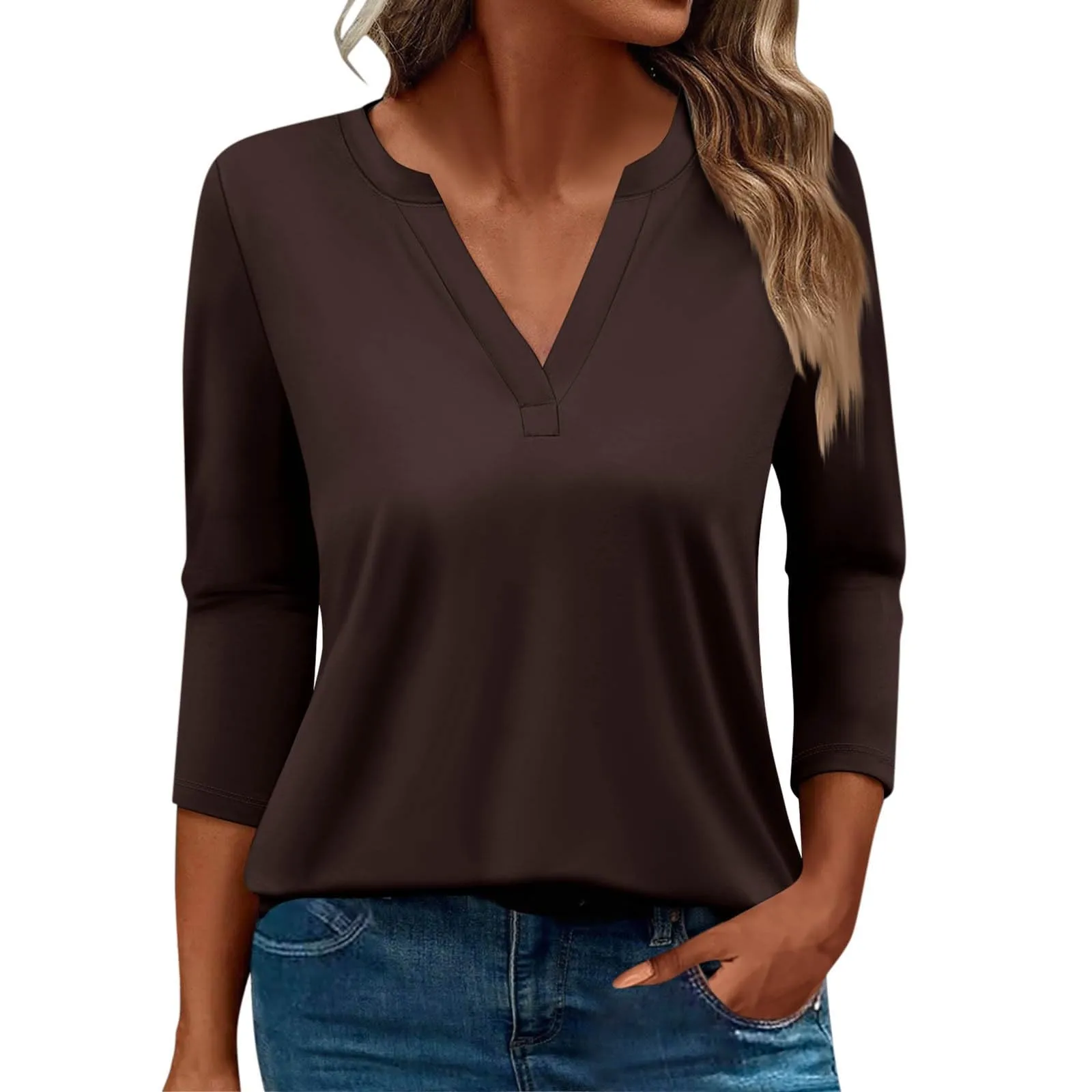 SCBFDI Today 2024, Maglietta Cotone Donna 3/4 Maglia Donna Manica 3/4 Camicetta Donna Elegante Maglietta Estiva Donna Camicette Donna Eleganti Taglie Forti Top Estivi Eleganti Ultras - immagine 6