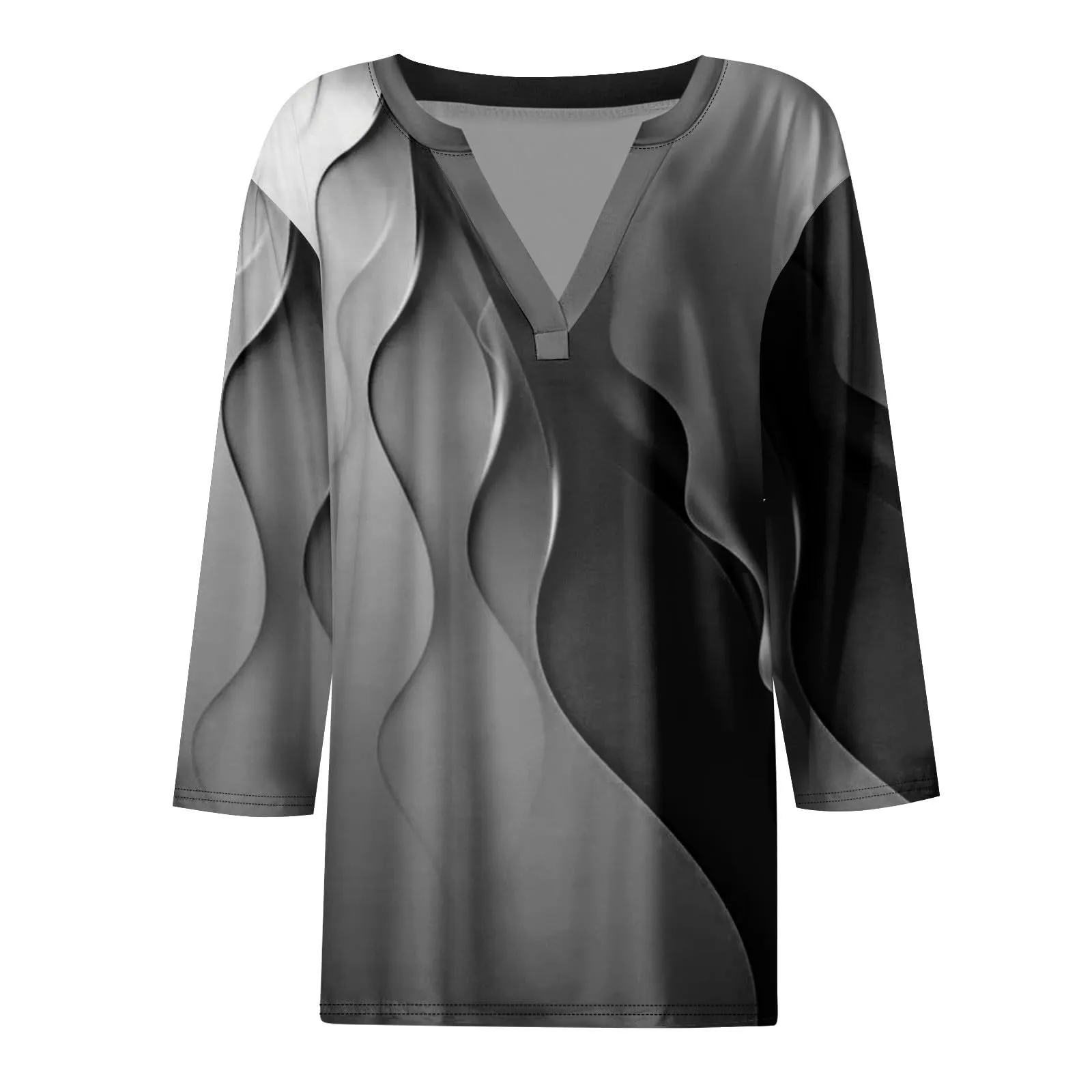 SCBFDI Today 2024, Camicia 3/4 Donna Estiva Maglia da Donna con Maniche a 3/4 Maglie Donna Primavera Camicia Lino Donna Copricostume Camicetta Elegante Donna Top Donna Eleganti - immagine 3