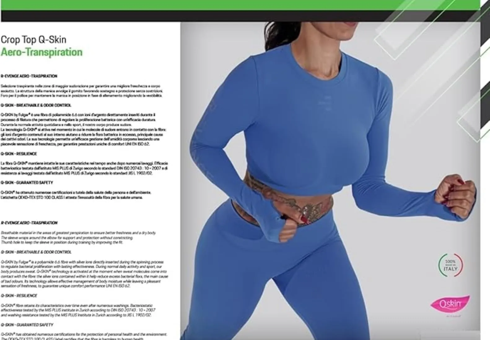R-EVENGE Crop Top Q-Skin, Maglia Tecnica Donna a Manica Lunga per Tutte Le attività in Palestra e Outdoor (IT, Testo, L, XL, Regular, Regular, Blu Pastello) - immagine 5