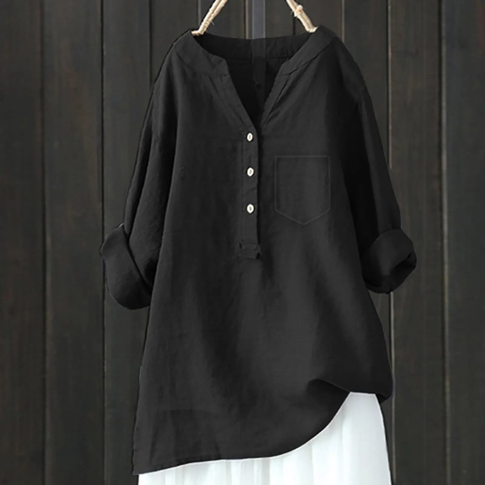 Cocila Camicia+A+Sbuffo My Orders Blusa Rossa Donna Elegante Abbigliamento Donna Lino Blusa Color Panna Cappotto Donna con Pelliccia Body Donna Estivo Elegante Camicia Cotone Nera Special Deals - immagine 2