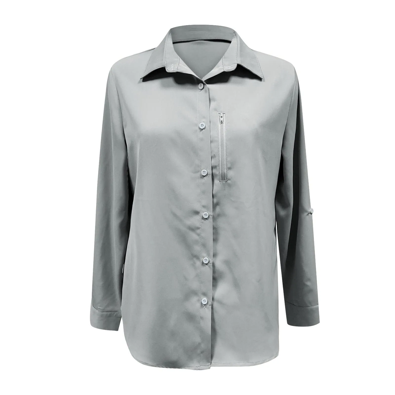 Camicie safari da donna UPF50+ protezione solare UV camicie da pesca ad asciugatura rapida leggera regolabile a maniche lunghe camicette da viaggio per donne escursionismo trekking campeggio camicie - immagine 3