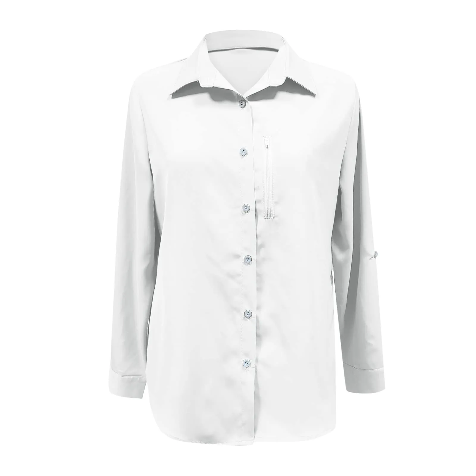 Camicie safari da donna UPF50+ protezione solare UV camicie da pesca ad asciugatura rapida leggera regolabile a maniche lunghe camicette da viaggio per donne escursionismo trekking campeggio camicie - immagine 4