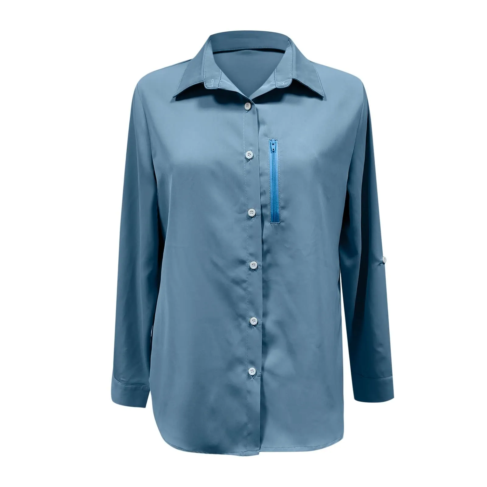 Camicie safari da donna UPF50+ protezione solare UV camicie da pesca ad asciugatura rapida leggera regolabile a maniche lunghe camicette da viaggio per donne escursionismo trekking campeggio camicie - immagine 4