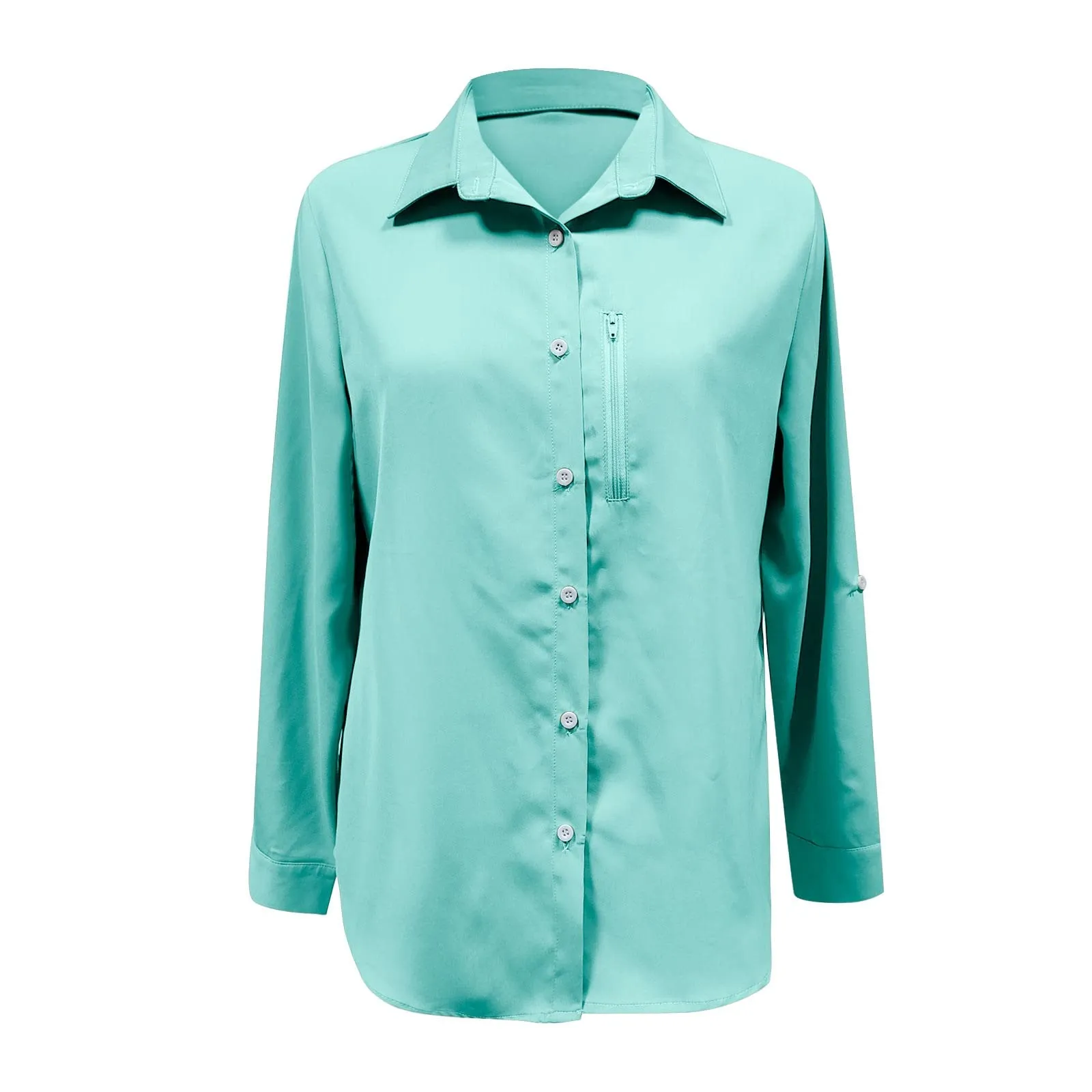 Camicie safari da donna UPF50+ protezione solare UV camicie da pesca ad asciugatura rapida leggera regolabile a maniche lunghe camicette da viaggio per donne escursionismo trekking campeggio camicie - immagine 4