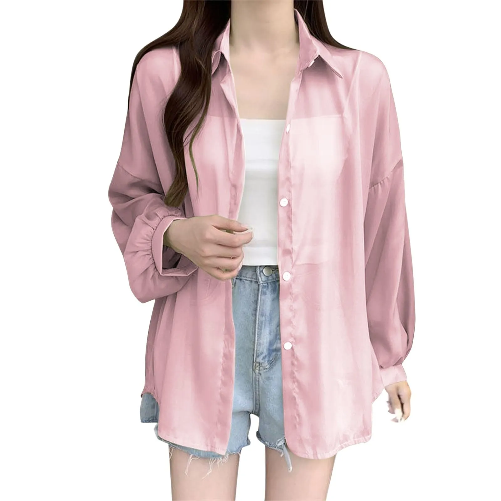 Offerte Lampo del Giorno Camicia Donna Pizzo Elegante Maglia Tre Quarti Donna Camicie in Cotone Estive Donna Divisa Cameriera Donna Camicia Verde Acido Donna Seta Camicia Day Prime - immagine 1