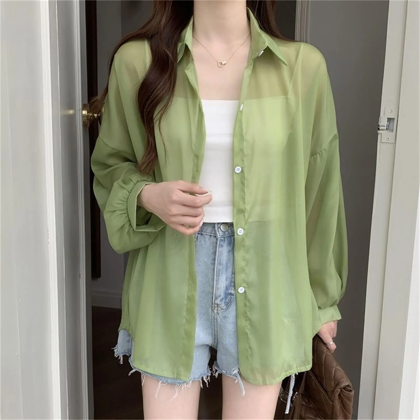 Chiffon Verde My Orders Maglietta Donna Manica Lunga Camicia Grigia Donna Camicia Donna con Perle Cappotto Panna Donna Invernale Camice Rosa Donna Blusa Donna Bianca Clearance Items - immagine 2