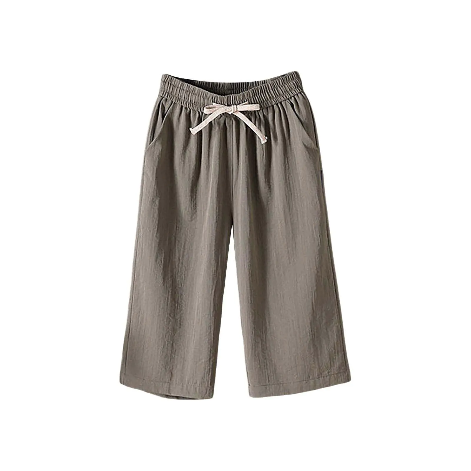 HEONSATI Pinocchietto Estivo Donna Pantaloni Estivi Sportivi Leggeri Pinocchietti Cropped Eleganti da Donna Pantalone Capri in Cotone Taglie Forti Bermuda Palazzo da Corsa Pantaloncini Casual Curvy - immagine 1