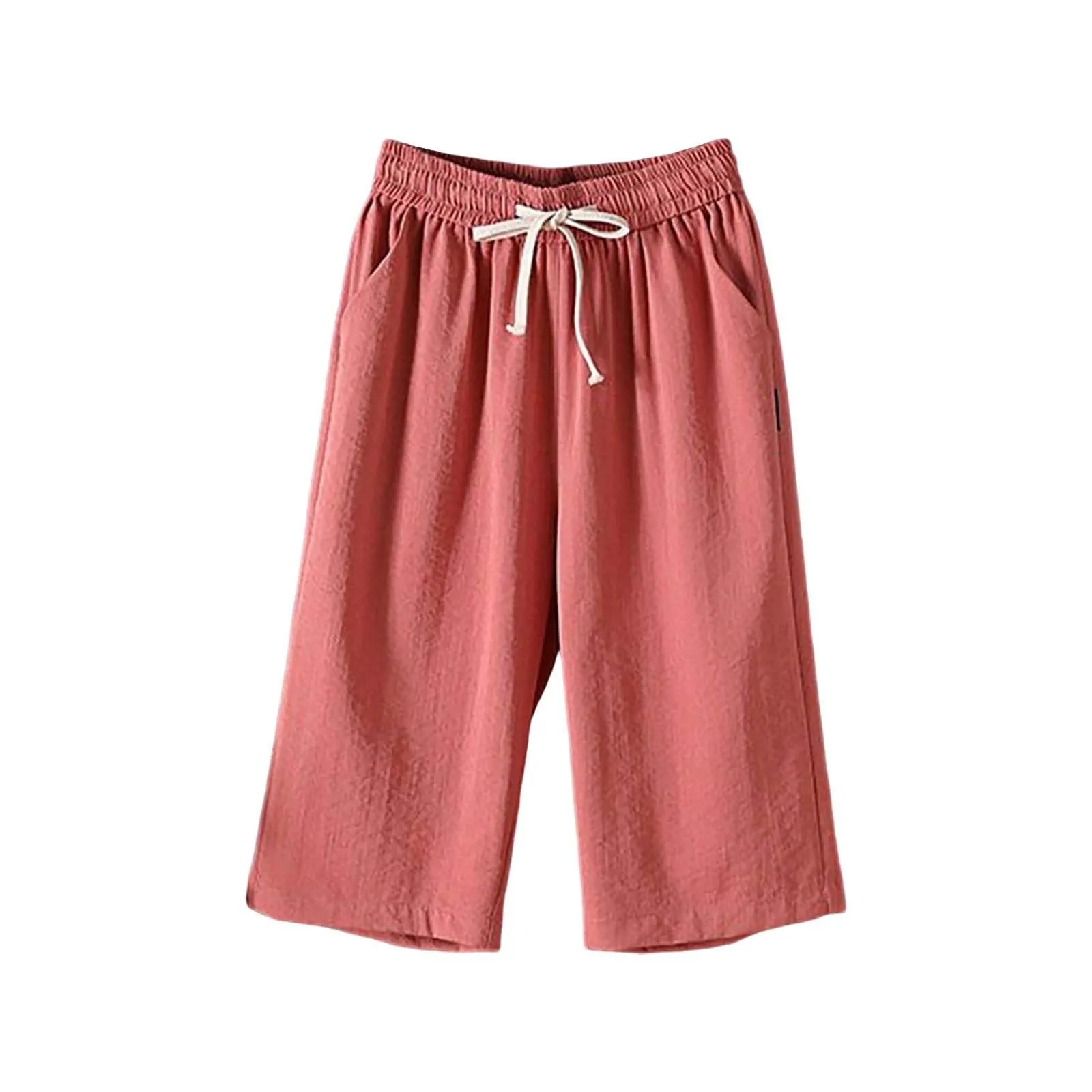 HEONSATI Pinocchietto Estivo Donna Pantaloni Estivi Sportivi Leggeri Pinocchietti Cropped Eleganti da Donna Pantalone Capri in Cotone Taglie Forti Bermuda Palazzo da Corsa Pantaloncini Casual Curvy - immagine 3