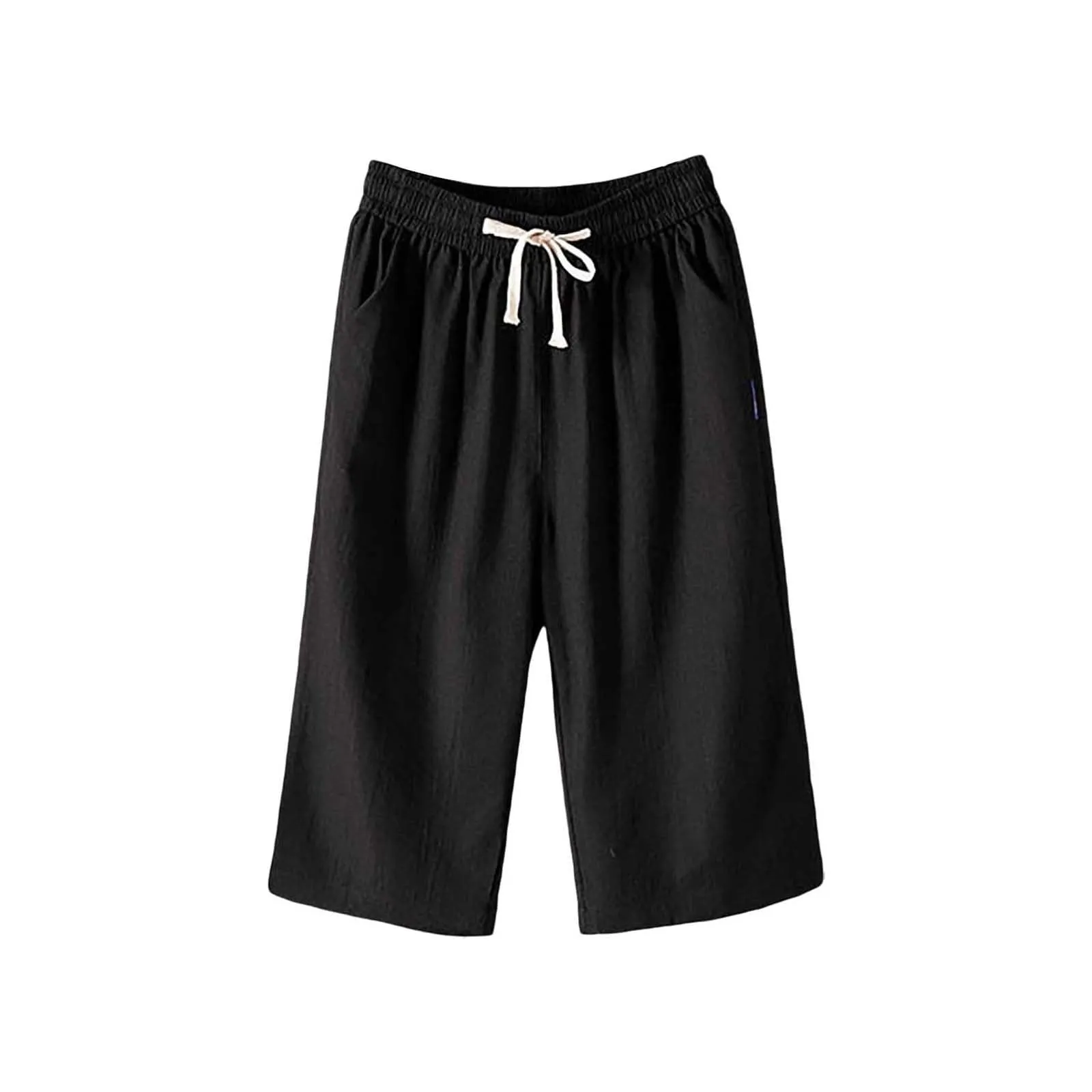 HEONSATI Pinocchietto Estivo Donna Pantaloni Estivi Sportivi Leggeri Pinocchietti Cropped Eleganti da Donna Pantalone Capri in Cotone Taglie Forti Bermuda Palazzo da Corsa Pantaloncini Casual Curvy - immagine 3