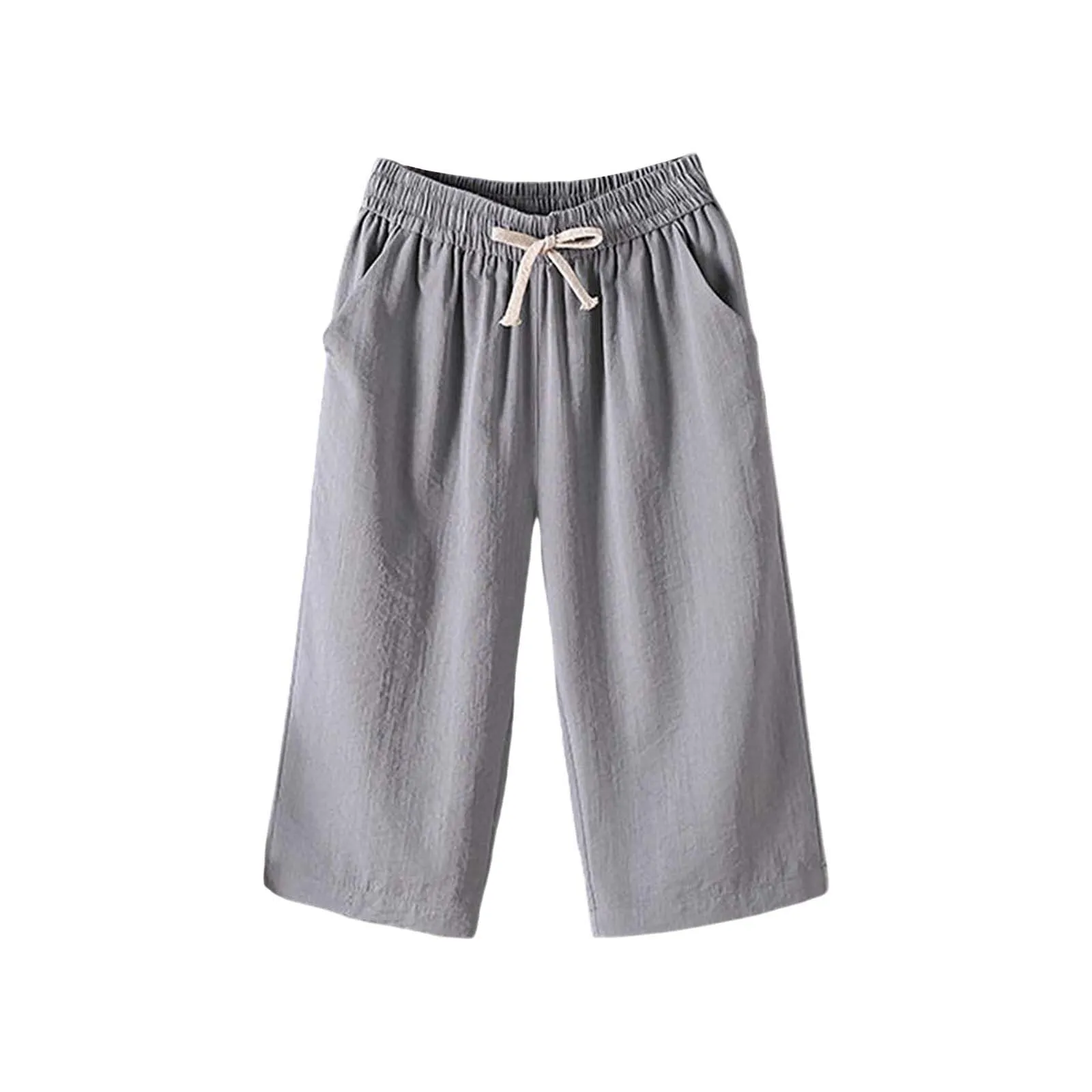 HEONSATI Pinocchietto Estivo Donna Pantaloni Estivi Sportivi Leggeri Pinocchietti Cropped Eleganti da Donna Pantalone Capri in Cotone Taglie Forti Bermuda Palazzo da Corsa Pantaloncini Casual Curvy - immagine 1