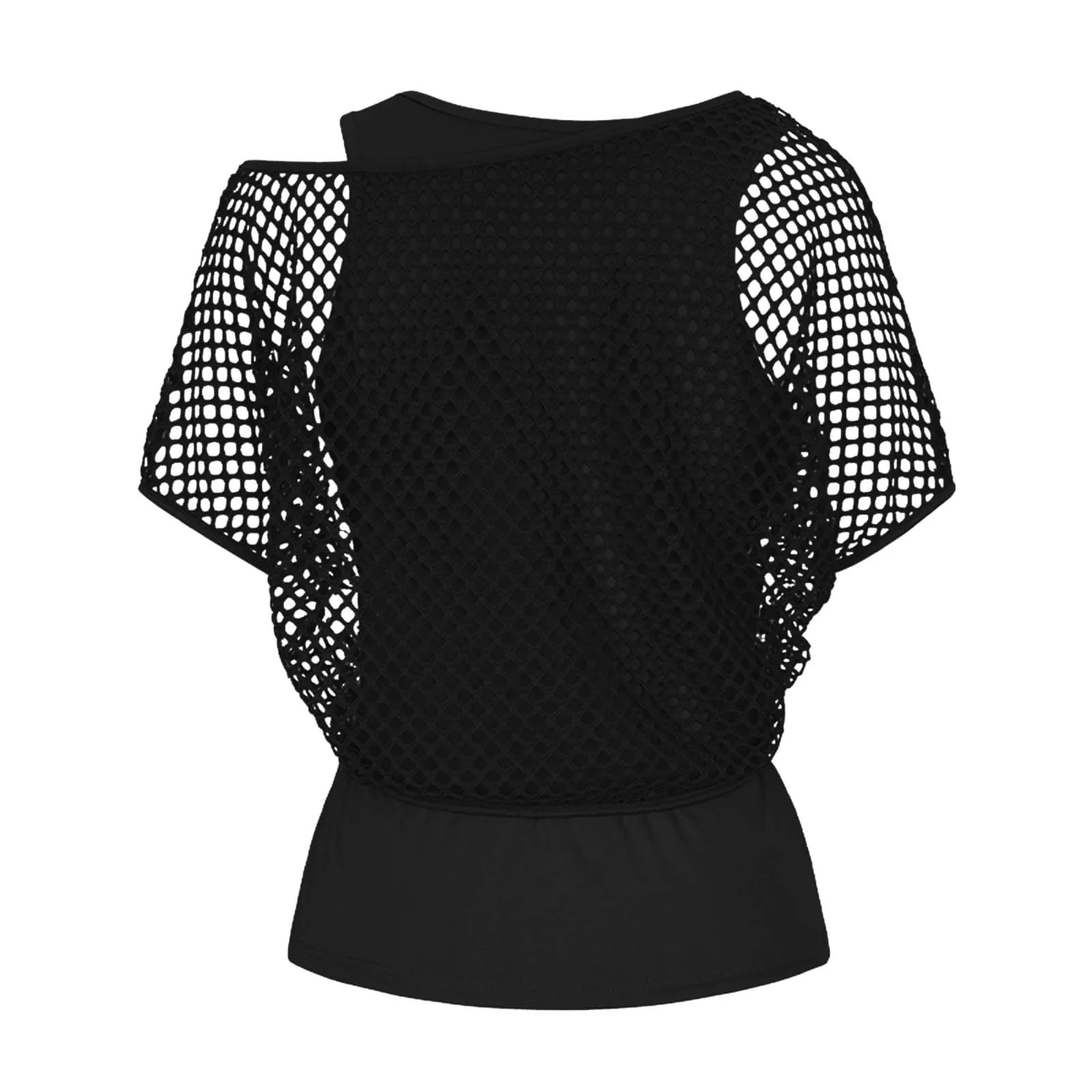 Vhersily Top Da Donna, A Maniche Corte Girocollo Camicie Per Feste E Balli Scolastici Camicette Senza Spalline Rete Da Pesca Plus Gilet Maglietta Vestibilità Ampia Per Abbigliamento, Traspirante - immagine 5