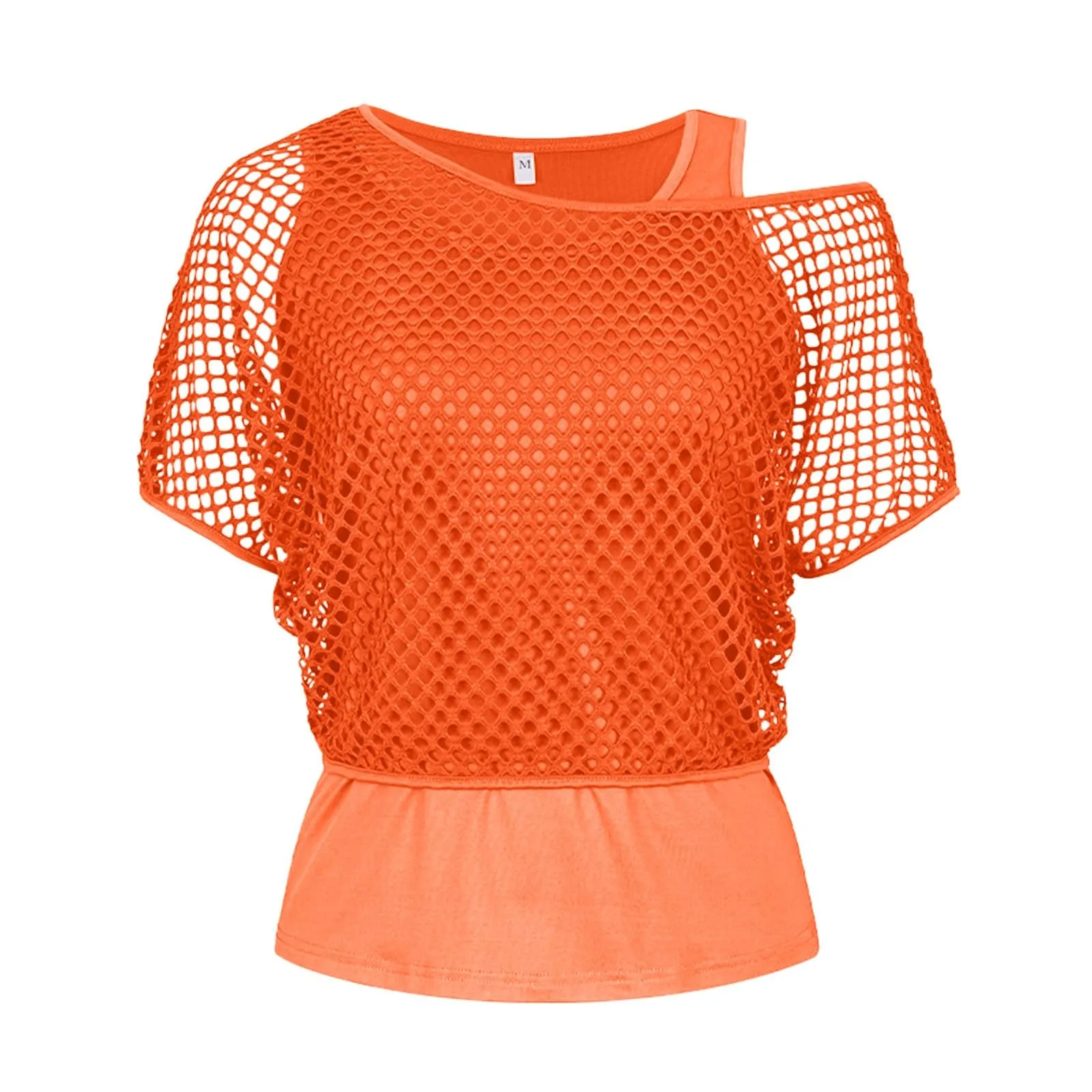 Vhersily Top Da Donna, A Maniche Corte Girocollo Camicie Per Feste E Balli Scolastici Camicette Senza Spalline Rete Da Pesca Plus Gilet Maglietta Vestibilità Ampia Per Abbigliamento, Traspirante - immagine 5