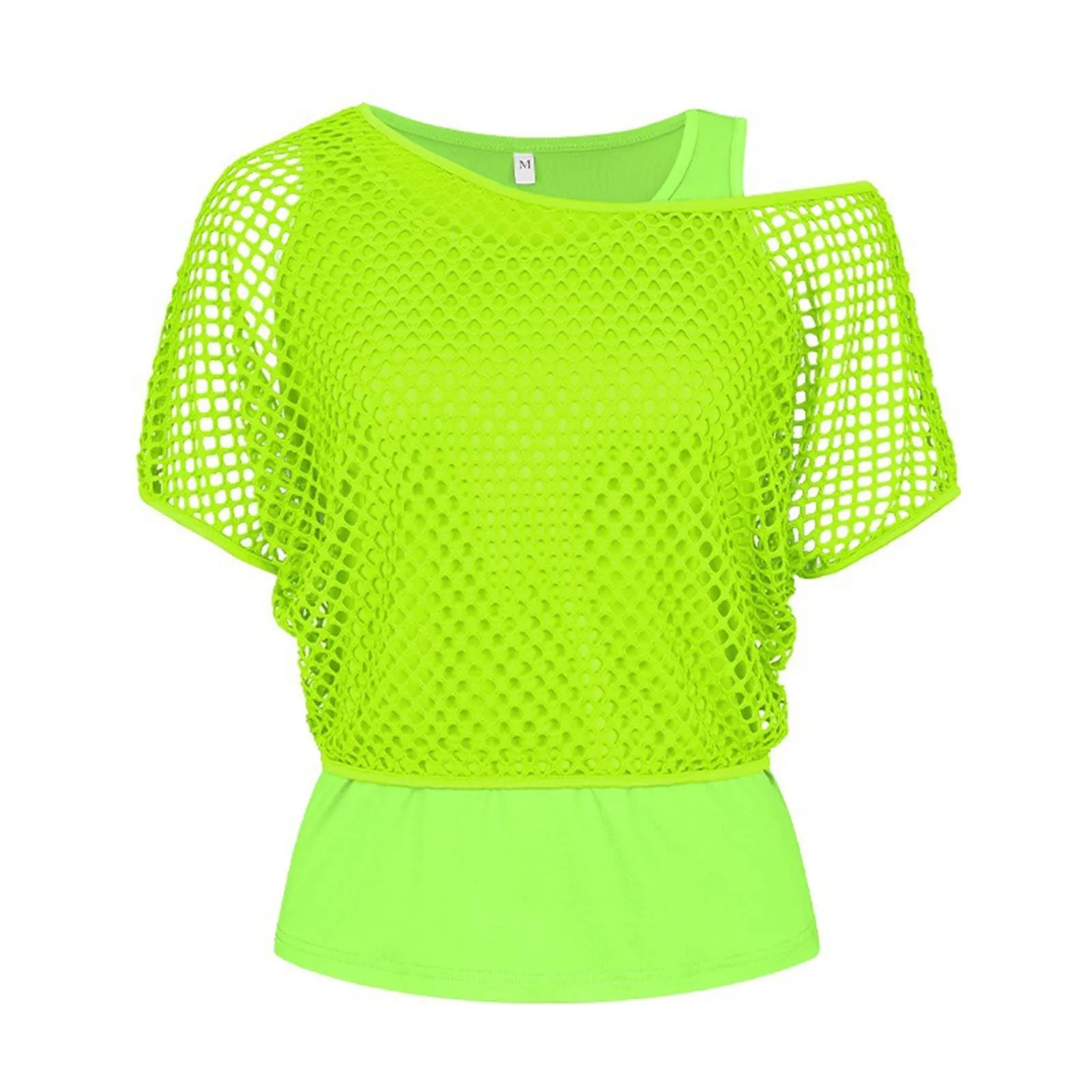 Vhersily Top Da Donna, A Maniche Corte Girocollo Camicie Per Feste E Balli Scolastici Camicette Senza Spalline Rete Da Pesca Plus Gilet Maglietta Vestibilità Ampia Per Abbigliamento, Traspirante - immagine 4