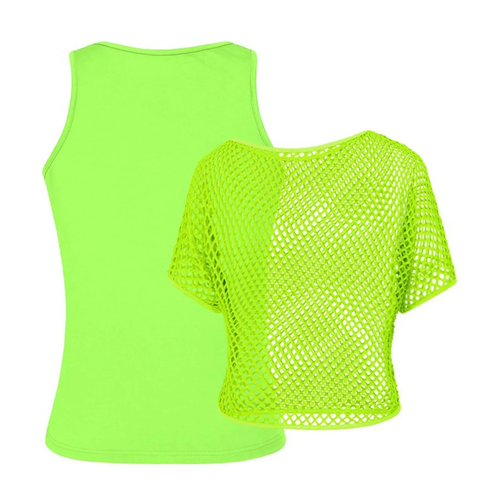 Vhersily Top Da Donna, A Maniche Corte Girocollo Camicie Per Feste E Balli Scolastici Camicette Senza Spalline Rete Da Pesca Plus Gilet Maglietta Vestibilità Ampia Per Abbigliamento, Traspirante - immagine 5
