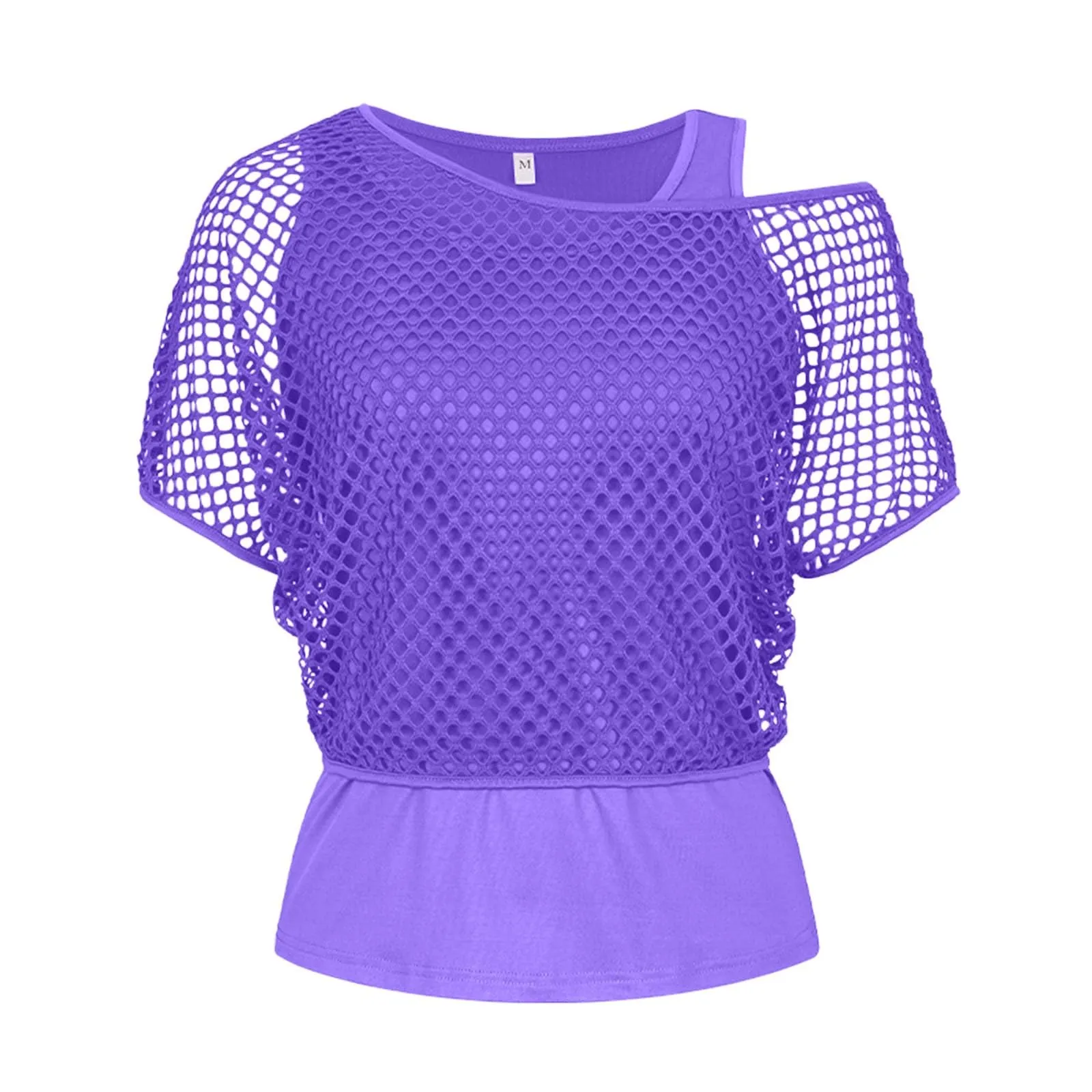 Vhersily Top Da Donna, A Maniche Corte Girocollo Camicie Per Feste E Balli Scolastici Camicette Senza Spalline Rete Da Pesca Plus Gilet Maglietta Vestibilità Ampia Per Abbigliamento, Traspirante - immagine 5