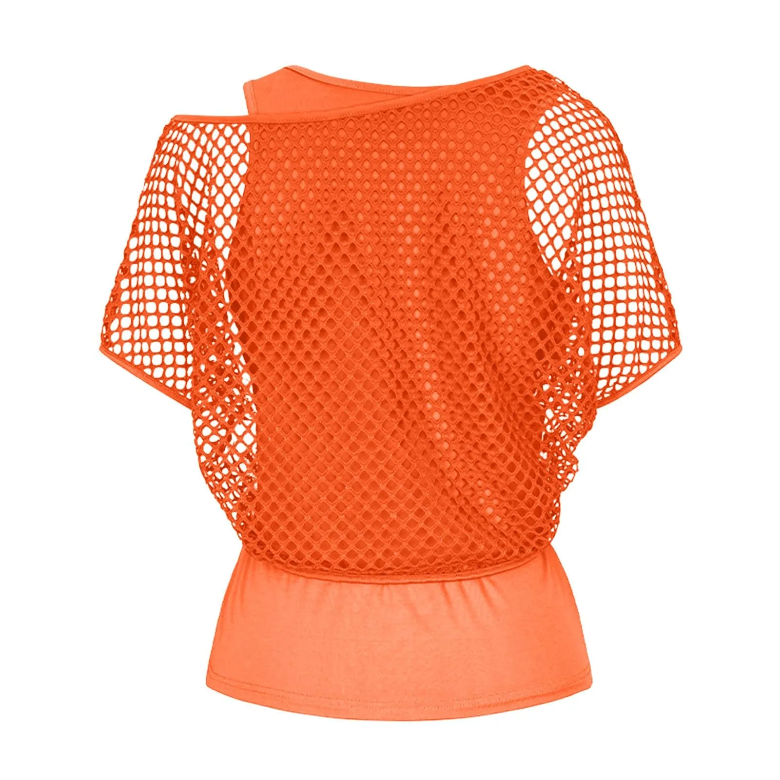 Vhersily Top Da Donna, A Maniche Corte Girocollo Camicie Per Feste E Balli Scolastici Camicette Senza Spalline Rete Da Pesca Plus Gilet Maglietta Vestibilità Ampia Per Abbigliamento, Traspirante - immagine 6