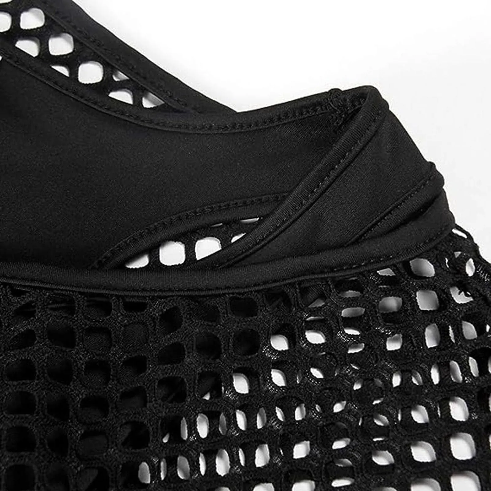 Vhersily Top Da Donna, A Maniche Corte Girocollo Camicie Per Feste E Balli Scolastici Camicette Senza Spalline Rete Da Pesca Plus Gilet Maglietta Vestibilità Ampia Per Abbigliamento, Traspirante - immagine 6