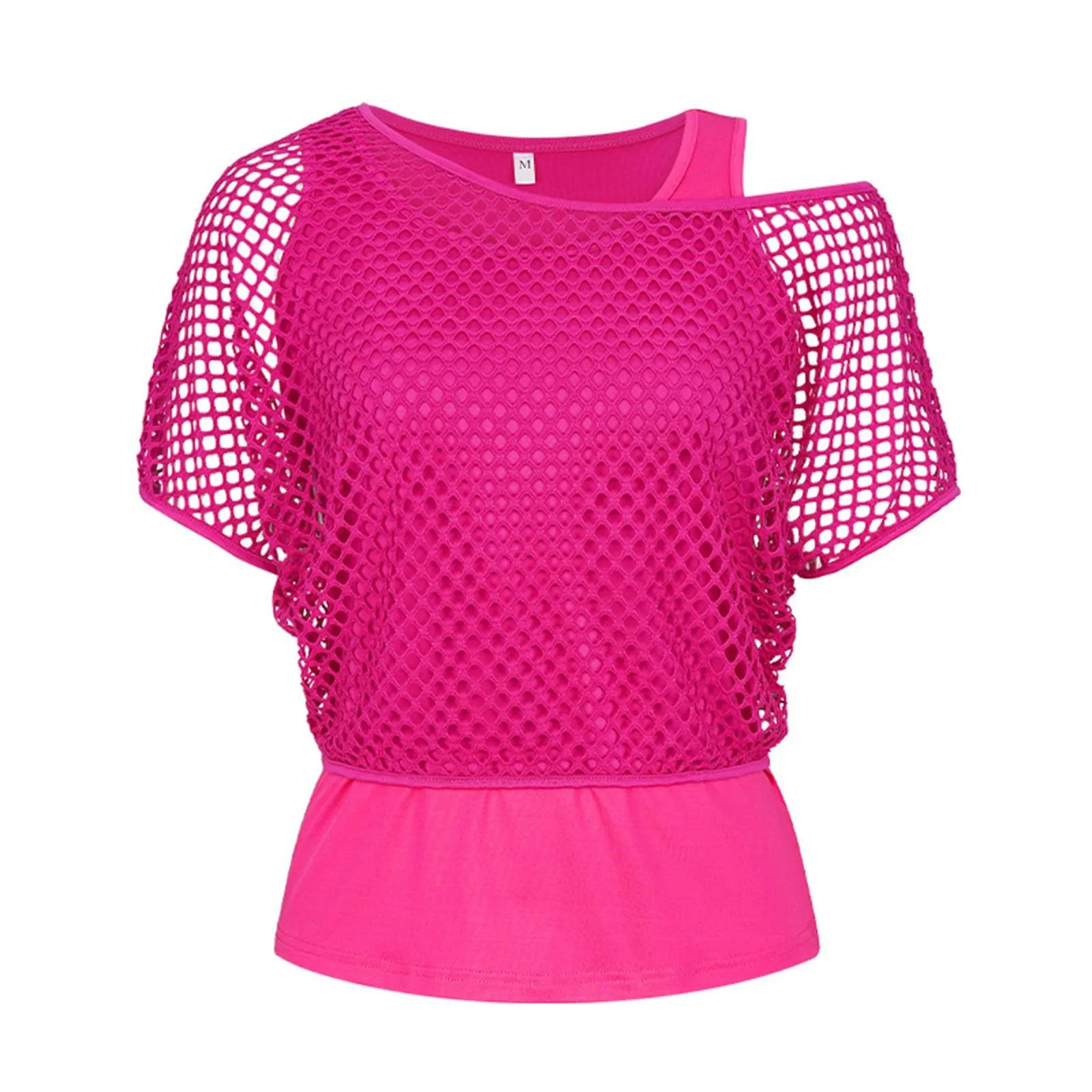 Vhersily Top Da Donna, A Maniche Corte Girocollo Camicie Per Feste E Balli Scolastici Camicette Senza Spalline Rete Da Pesca Plus Gilet Maglietta Vestibilità Ampia Per Abbigliamento, Traspirante - immagine 6