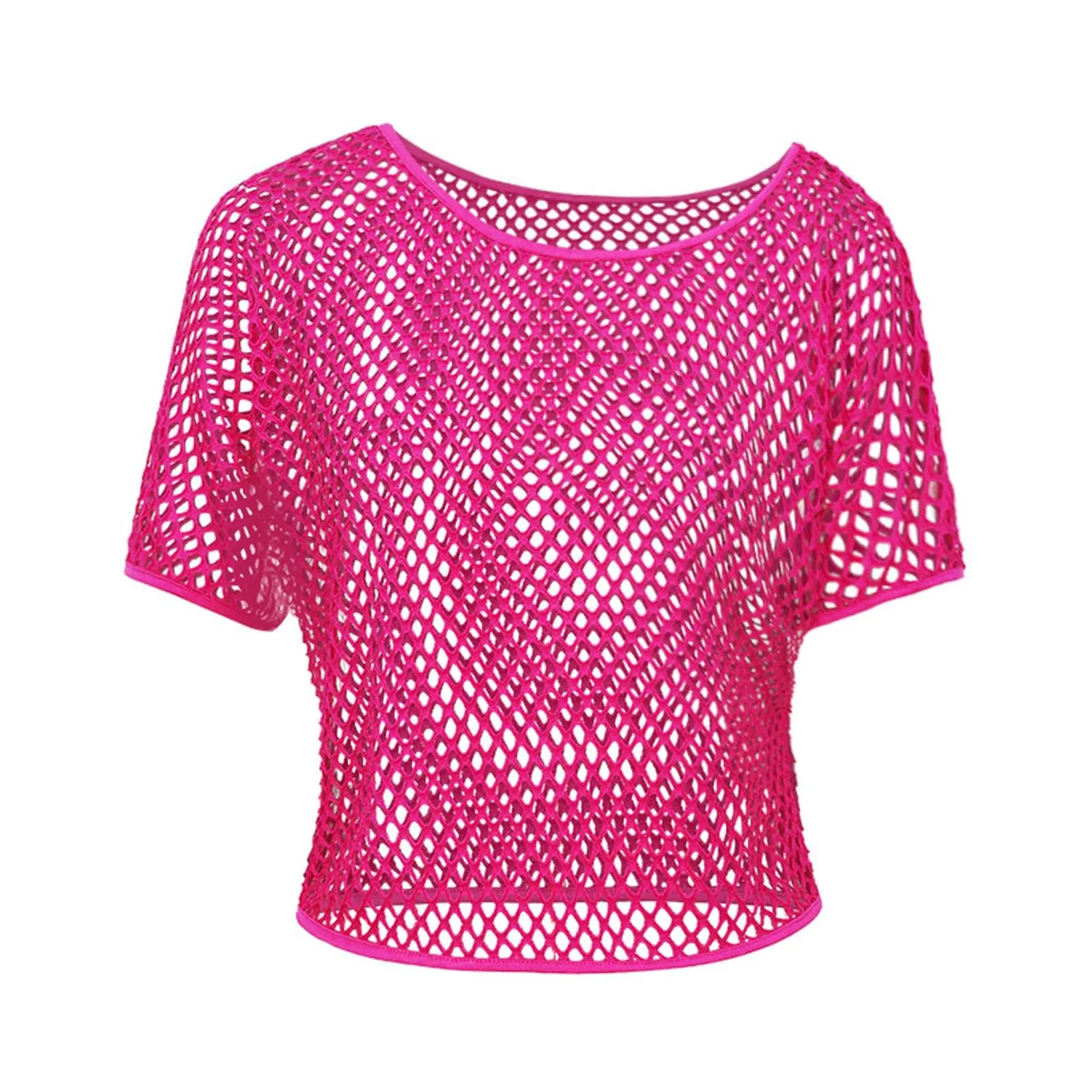 Vhersily Top Da Donna, A Maniche Corte Girocollo Camicie Per Feste E Balli Scolastici Camicette Senza Spalline Rete Da Pesca Plus Gilet Maglietta Vestibilità Ampia Per Abbigliamento, Traspirante - immagine 9