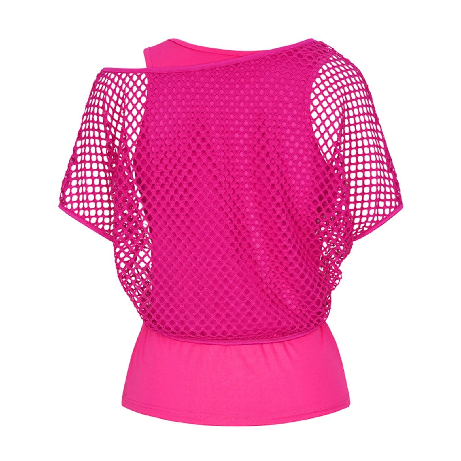 Vhersily Top Da Donna, A Maniche Corte Girocollo Camicie Per Feste E Balli Scolastici Camicette Senza Spalline Rete Da Pesca Plus Gilet Maglietta Vestibilità Ampia Per Abbigliamento, Traspirante - immagine 7