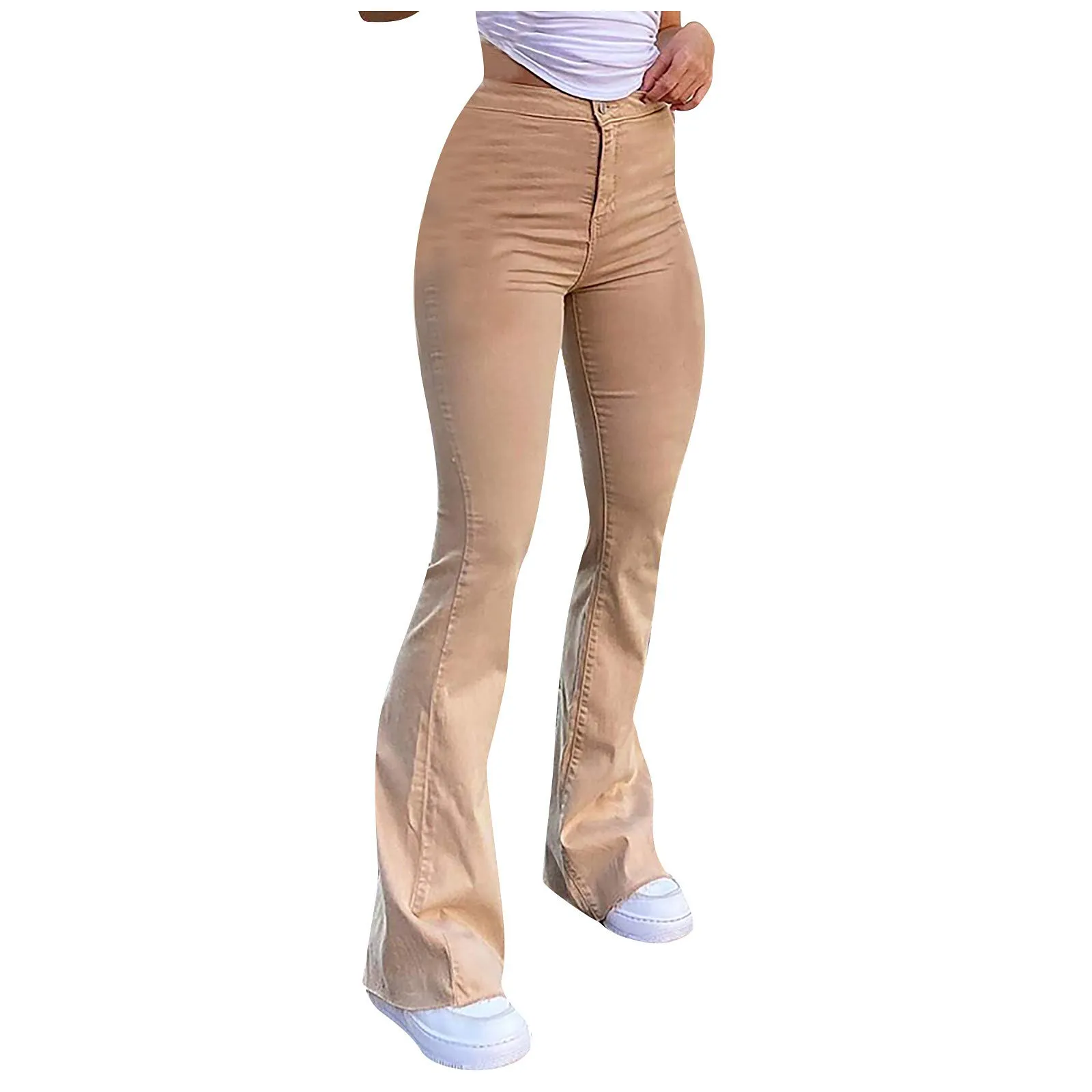 Generico Jeans da Donna a Flared, Pantaloni Donna a Flared Jeans Svasati a Vita Bassa Pantaloni Lunghi Taglio Bootcut Elasticizzati Skinny Jeans Donna con Tasche Jeans Svasato con Tasche Streetwear - immagine 1