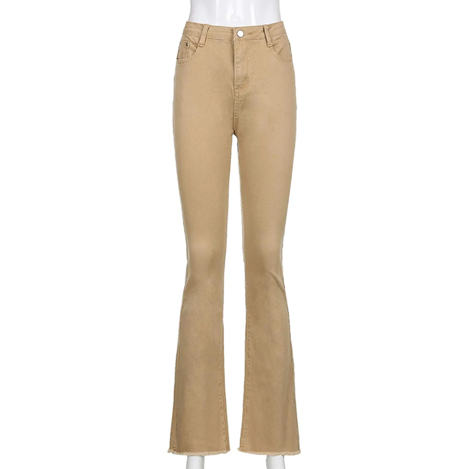 Generico Jeans da Donna a Flared, Pantaloni Donna a Flared Jeans Svasati a Vita Bassa Pantaloni Lunghi Taglio Bootcut Elasticizzati Skinny Jeans Donna con Tasche Jeans Svasato con Tasche Streetwear - immagine 7