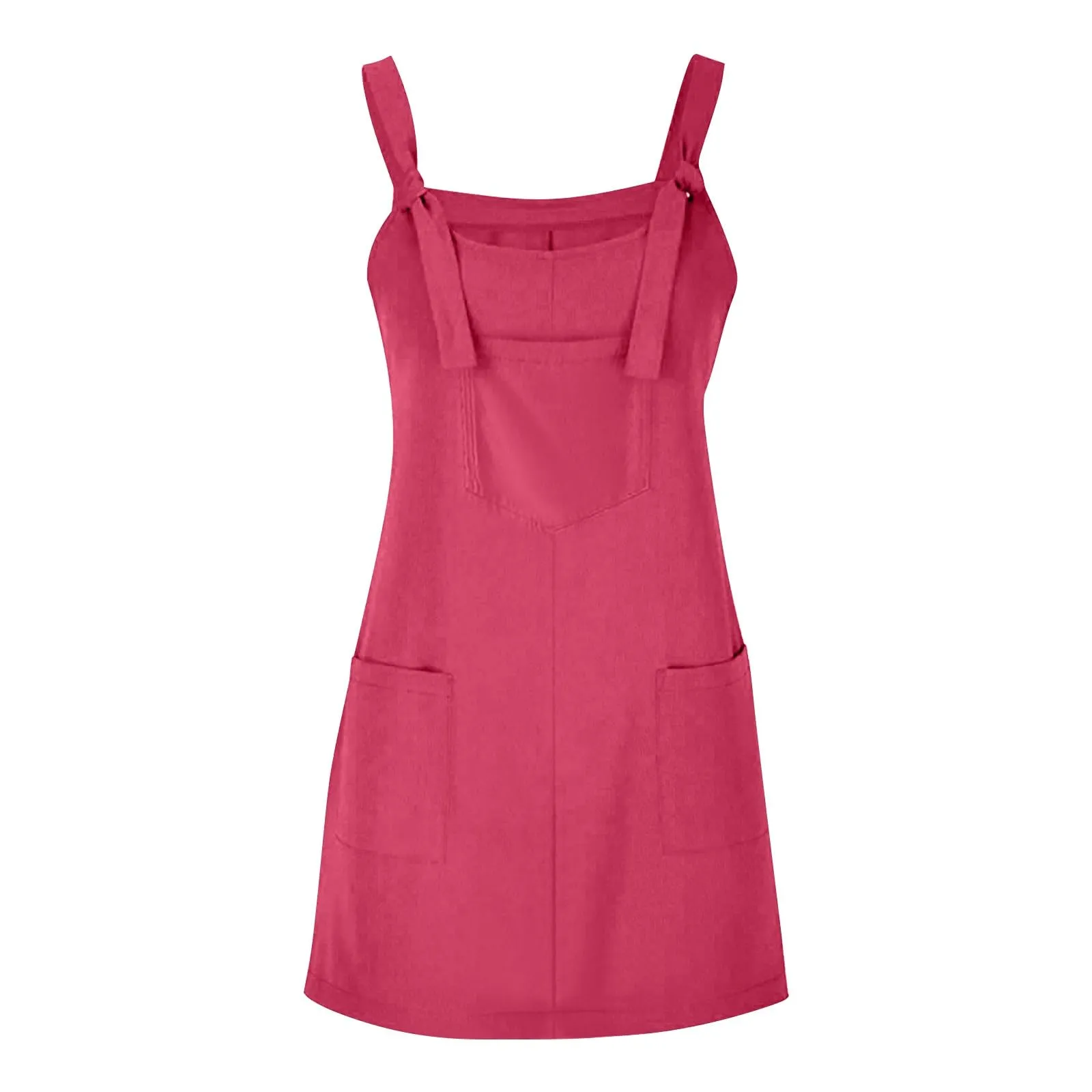 Abito da donna estivo, senza maniche, con spalline regolabili, con schiena scoperta, con tasche, con scollo a U, per il tempo libero, taglie forti, Lilla, S - immagine 4