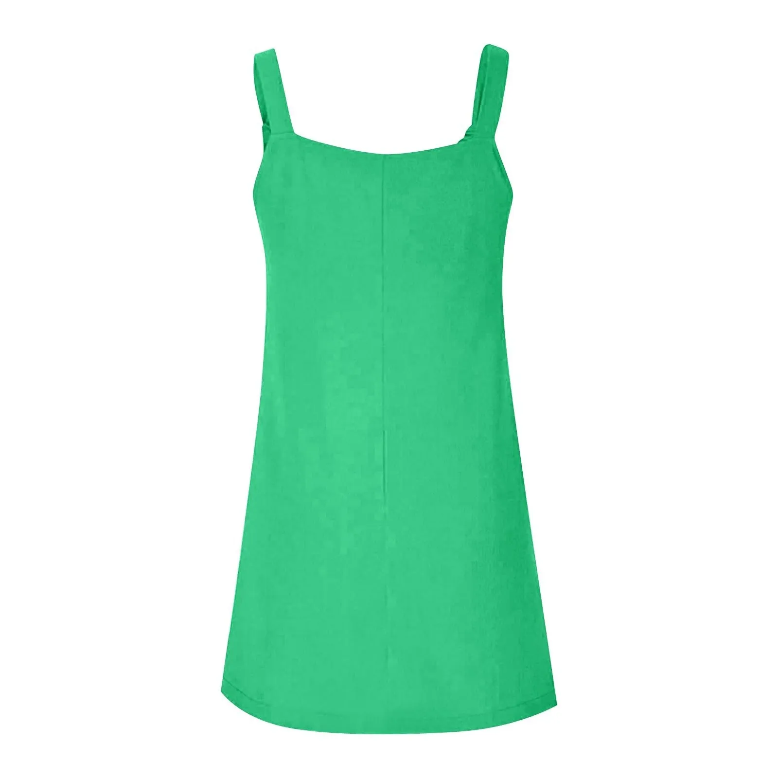 Abito da donna estivo, senza maniche, con spalline regolabili, con schiena scoperta, con tasche, con scollo a U, per il tempo libero, taglie forti, Verde menta, 4XL - immagine 5