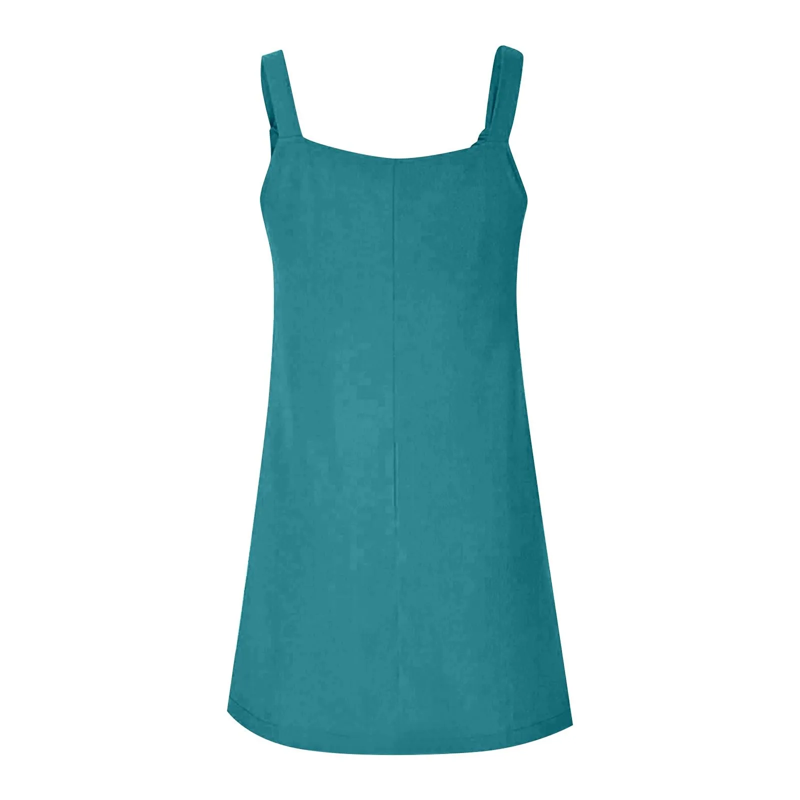 Abito da donna estivo, senza maniche, con spalline regolabili, con schiena scoperta, con tasche, con scollo a U, per il tempo libero, taglie forti, Celeste., 3XL - immagine 5
