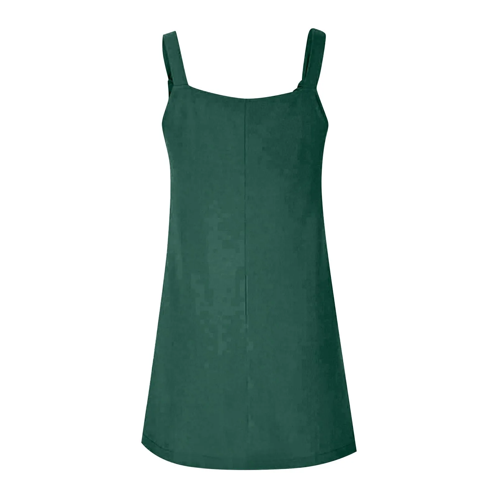 Abito da donna estivo, senza maniche, con spalline regolabili, con schiena scoperta, con tasche, con scollo a U, per il tempo libero, taglie forti, verde, L - immagine 6