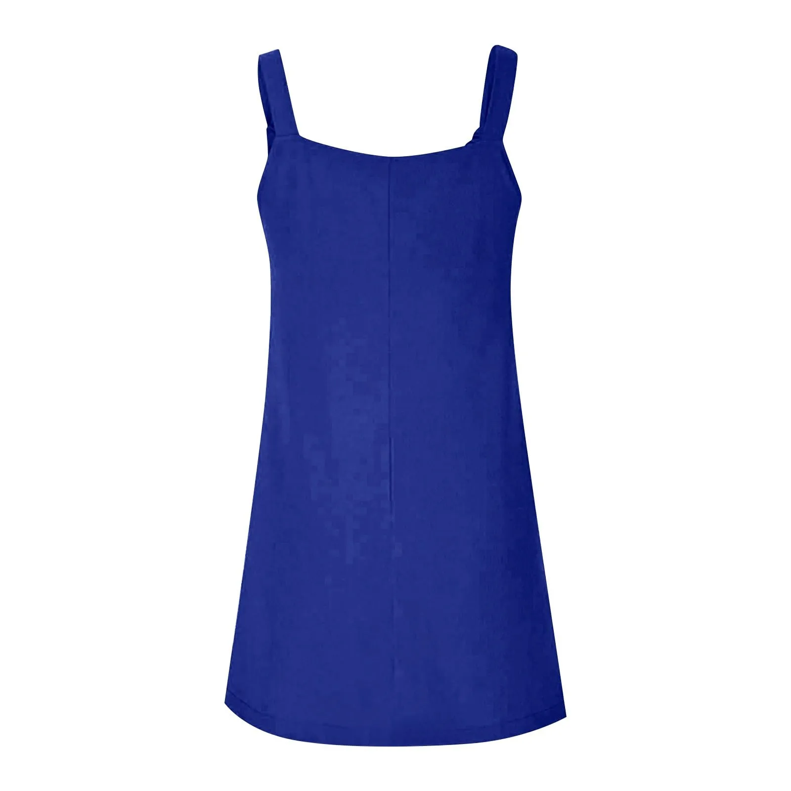 Abito da donna estivo, senza maniche, con spalline regolabili, con schiena scoperta, con tasche, con scollo a U, per il tempo libero, taglie forti, Blu, 4XL - immagine 5