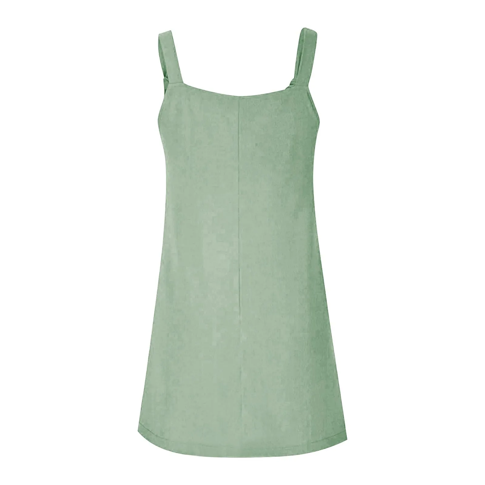 Abito da donna estivo, senza maniche, con spalline regolabili, con schiena scoperta, con tasche, con scollo a U, per il tempo libero, taglie forti, verde militare, M - immagine 5