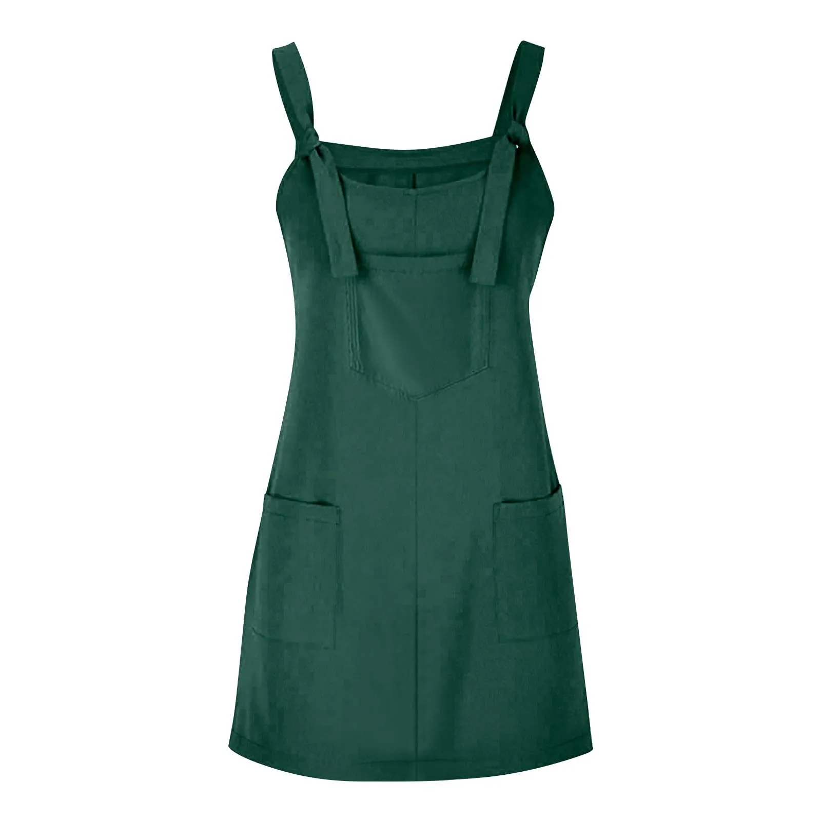 Abito da donna estivo, senza maniche, con spalline regolabili, con schiena scoperta, con tasche, con scollo a U, per il tempo libero, taglie forti, verde, 3XL - immagine 4