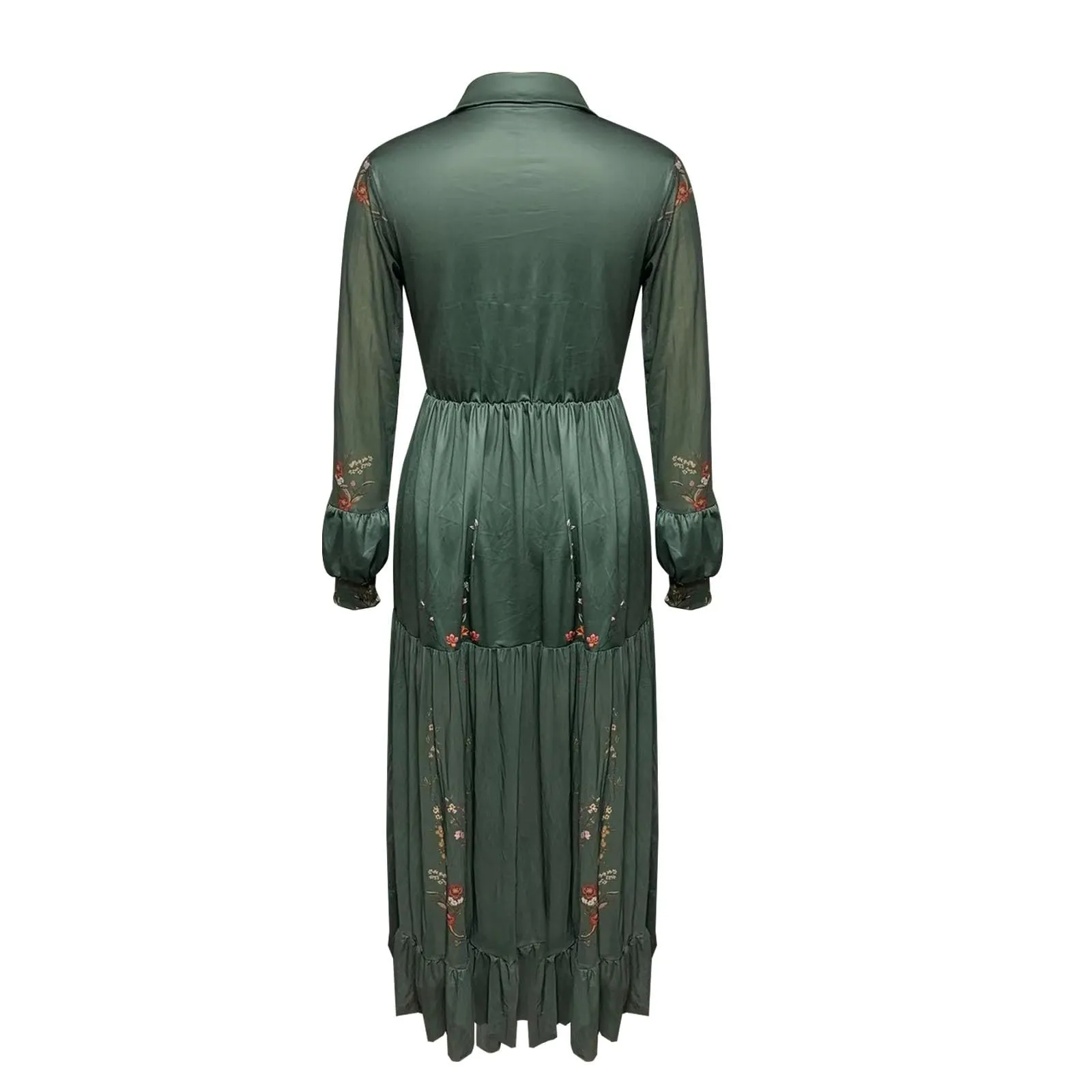 Abito da donna lungo, stile bohémien, vintage, stile rustico, con scollo a V, con motivo floreale, casual, maxi abito primaverile a maniche lunghe, abito floreale occidentale country, abito estivo - immagine 6