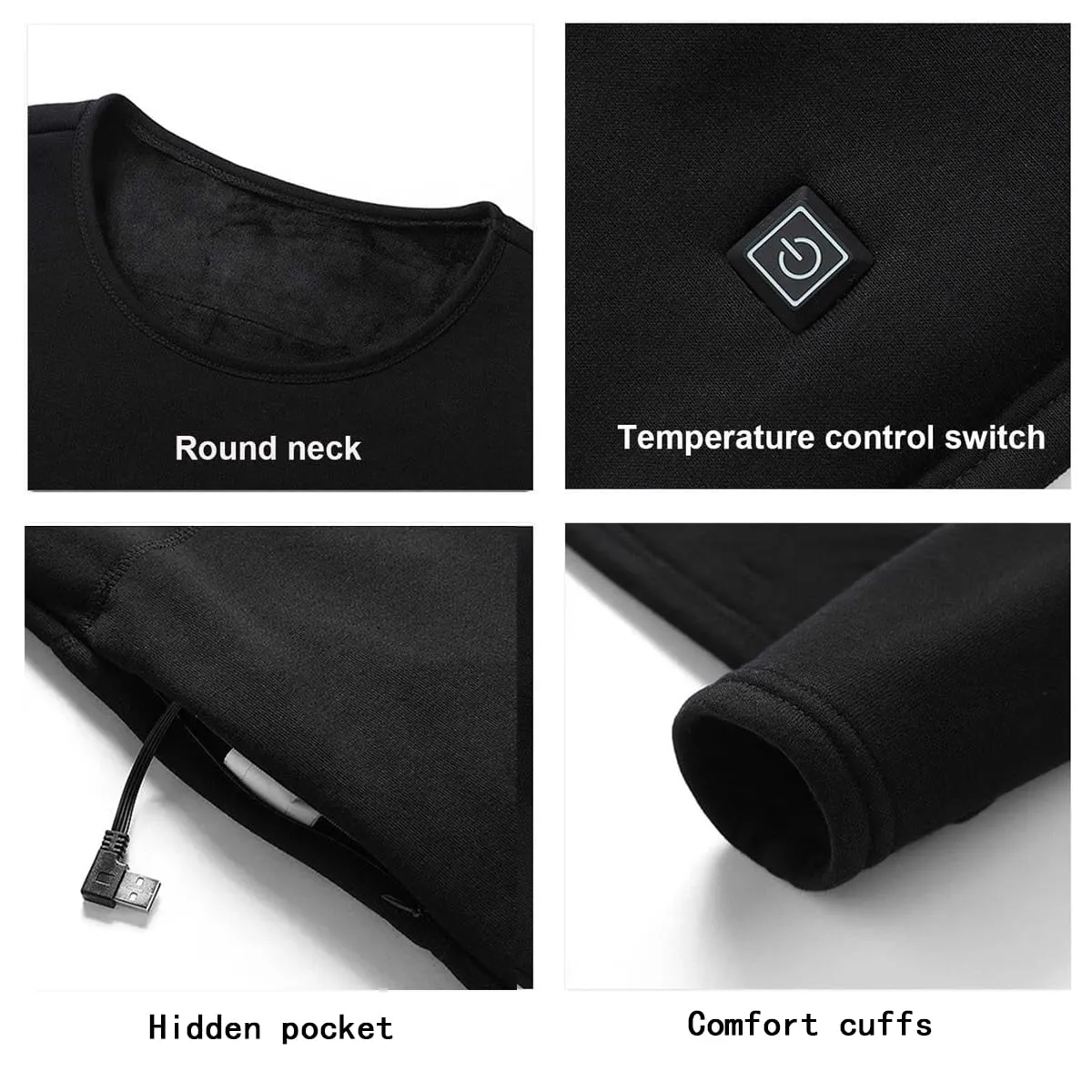Guimuer Maglietta Intima Riscaldata Elettrica da Uomo Tramite USB, Top Termico A 16 Zone di Riscaldamento per Sci All'aperto, Moto,3XL,Black - immagine 5
