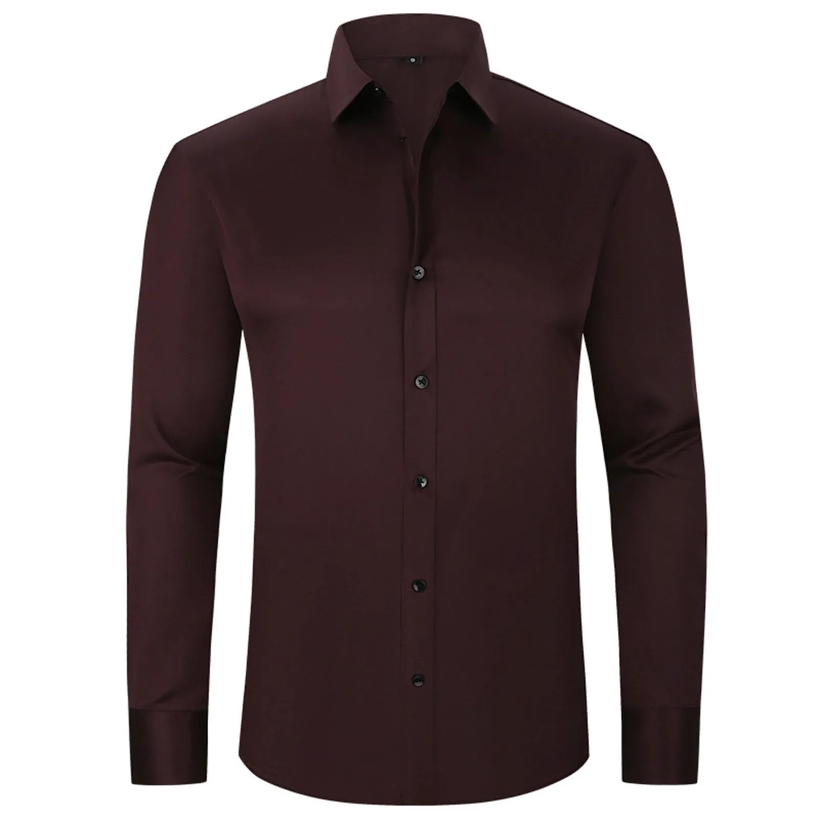 Generisch Maglietta da uomo a maniche lunghe, slim alla moda, casual, da uomo, elasticizzata, casual, tinta unita, a maniche lunghe, in cotone e lino, tinta unita, caffè, M - immagine 4
