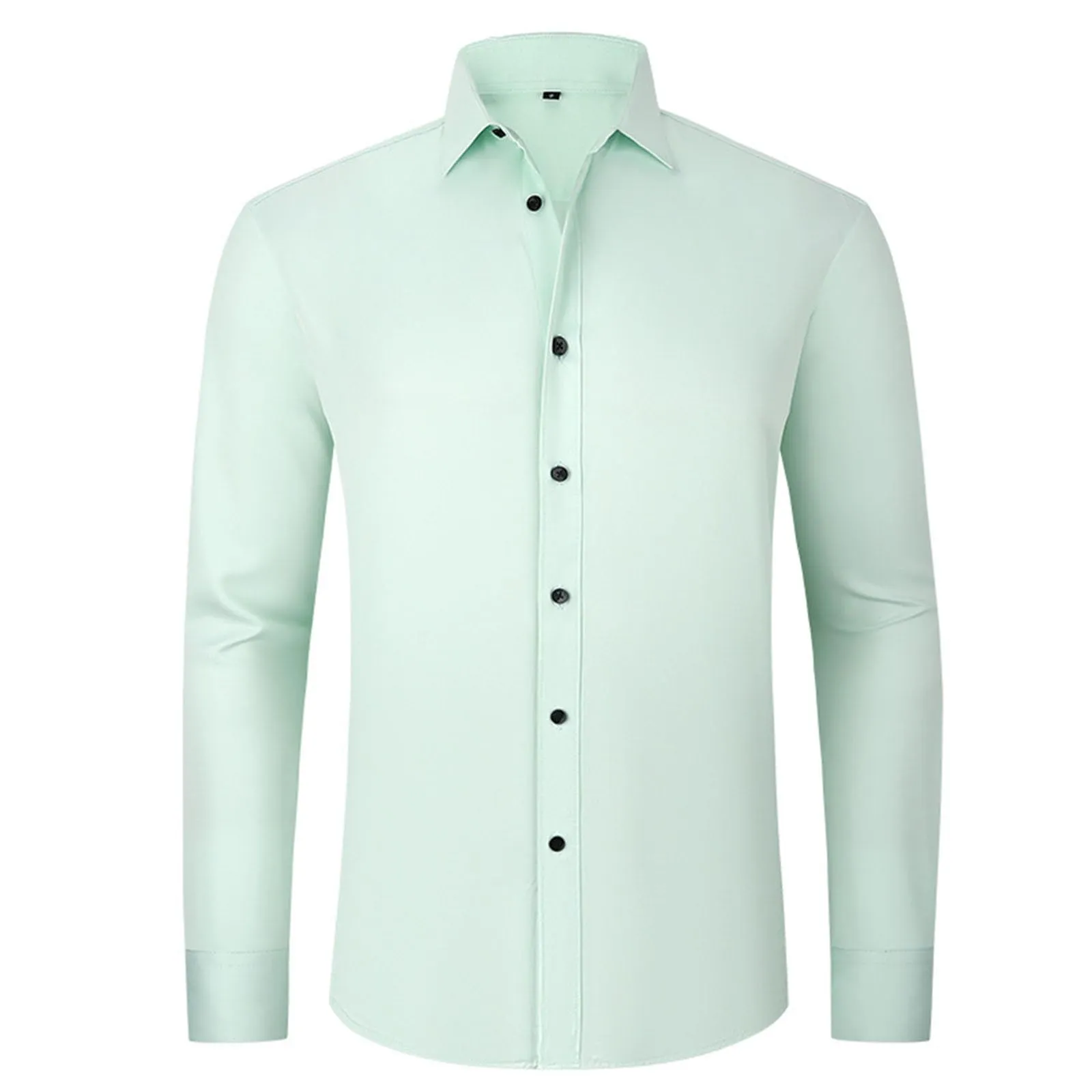 Generisch Maglietta da uomo a maniche lunghe, slim alla moda, casual, da uomo, elasticizzata, casual, tinta unita, a maniche lunghe, in cotone e lino, tinta unita, verde, L - immagine 2